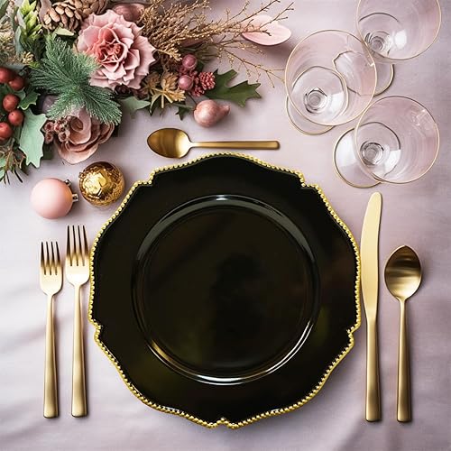 Miniatura 6 de Umisriro Platos de carga rojos, juego de 6 cargadores de plástico de arrecife para platos de cena, cargadores decorativos para bodas, fiestas,