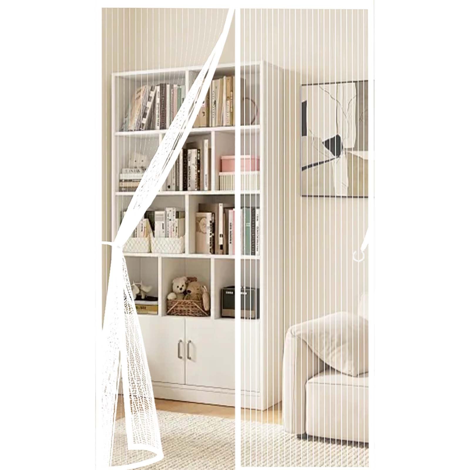 Fly Curtains 139 x 201 cm Durable, Keeps Bugs Out, Kid and Pet Friendly Anti Mosquito Fly Curtain Door Screens Nets Hundreds of Sizes, Lets Fresh Air in, White