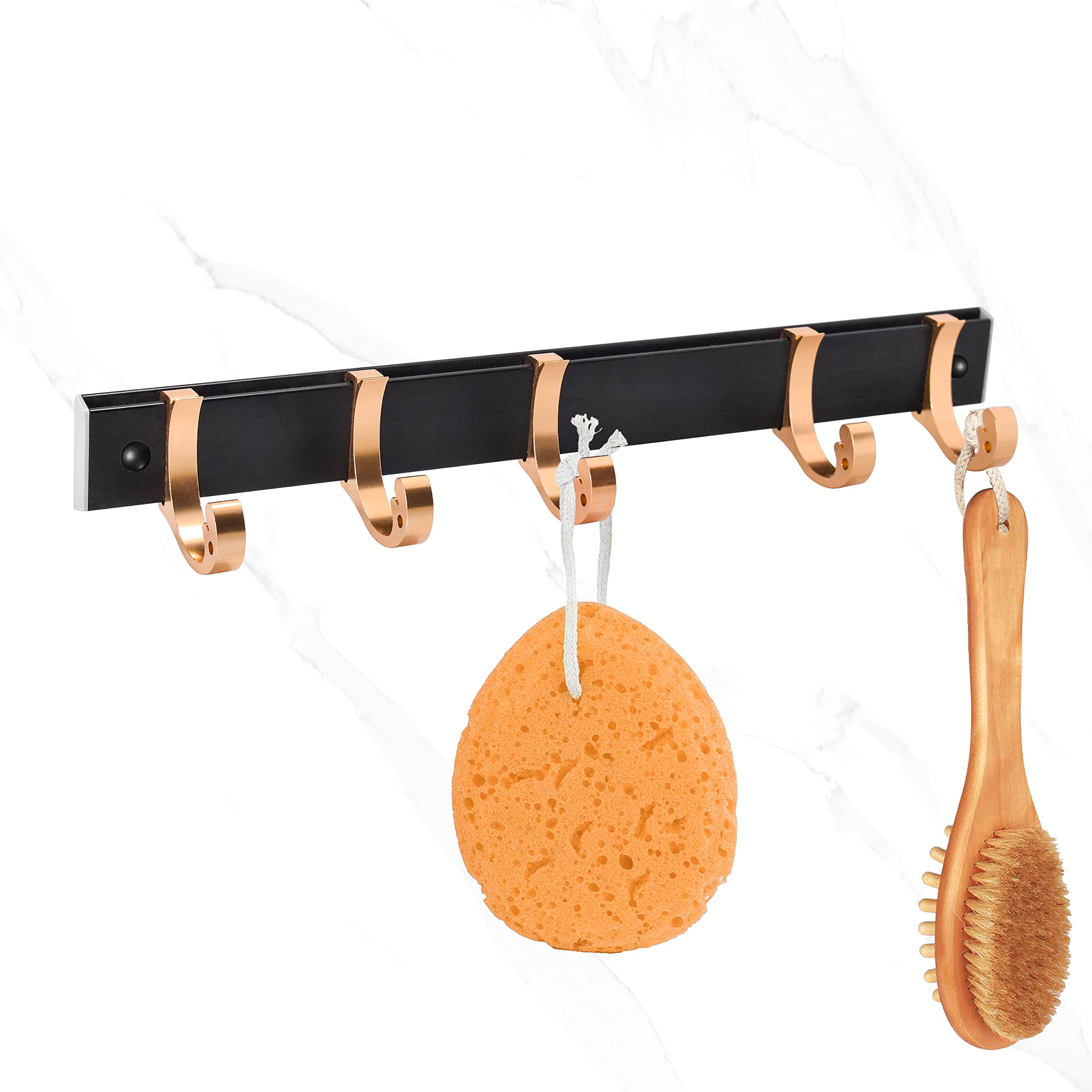 Plantex Aluminum Hook Rail with Movable Hooks for Bathroom/Kitchen/Cloth Wall Hanger - Hooks for Clothes Hanging (5 Hooks - Black & Gold) (B09939V5BQ) Amazon Price History, Amazon Price Tracker