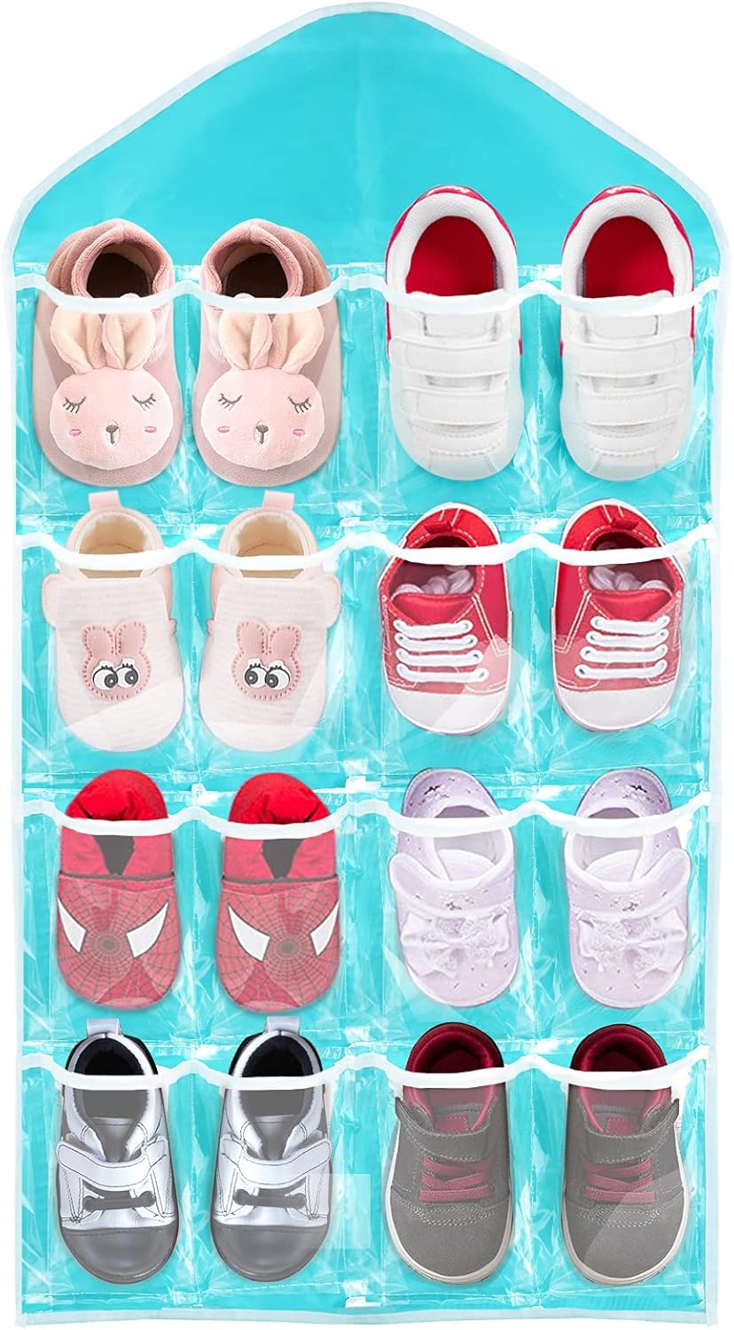 Baby Hanging Shoe Organizers,16 Pockets Over The Door Shoe