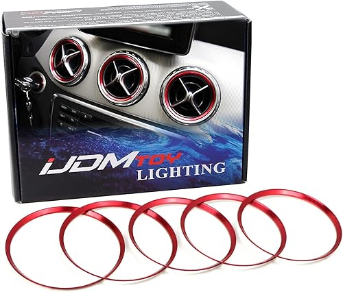 iJDMTOY 5pc deportes de aluminio rojo aire acondicionado ventilaciĂłnapertura decoraciĂłn cubierta recorta compatible con Mercedes CLA GLA clase iJDMTOY 5pc deportes de aluminio rojo aire acondicionado ventilaciĂłnapertura decoraciĂłn cubierta recorta compatible con Mercedes CLA GLA clase