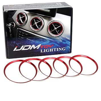 iJDMTOY 5pc Sports Red Aluminum Air Conditioner Vent/Opening Decoration Cover Trims For Mercedes CLA GLA Class