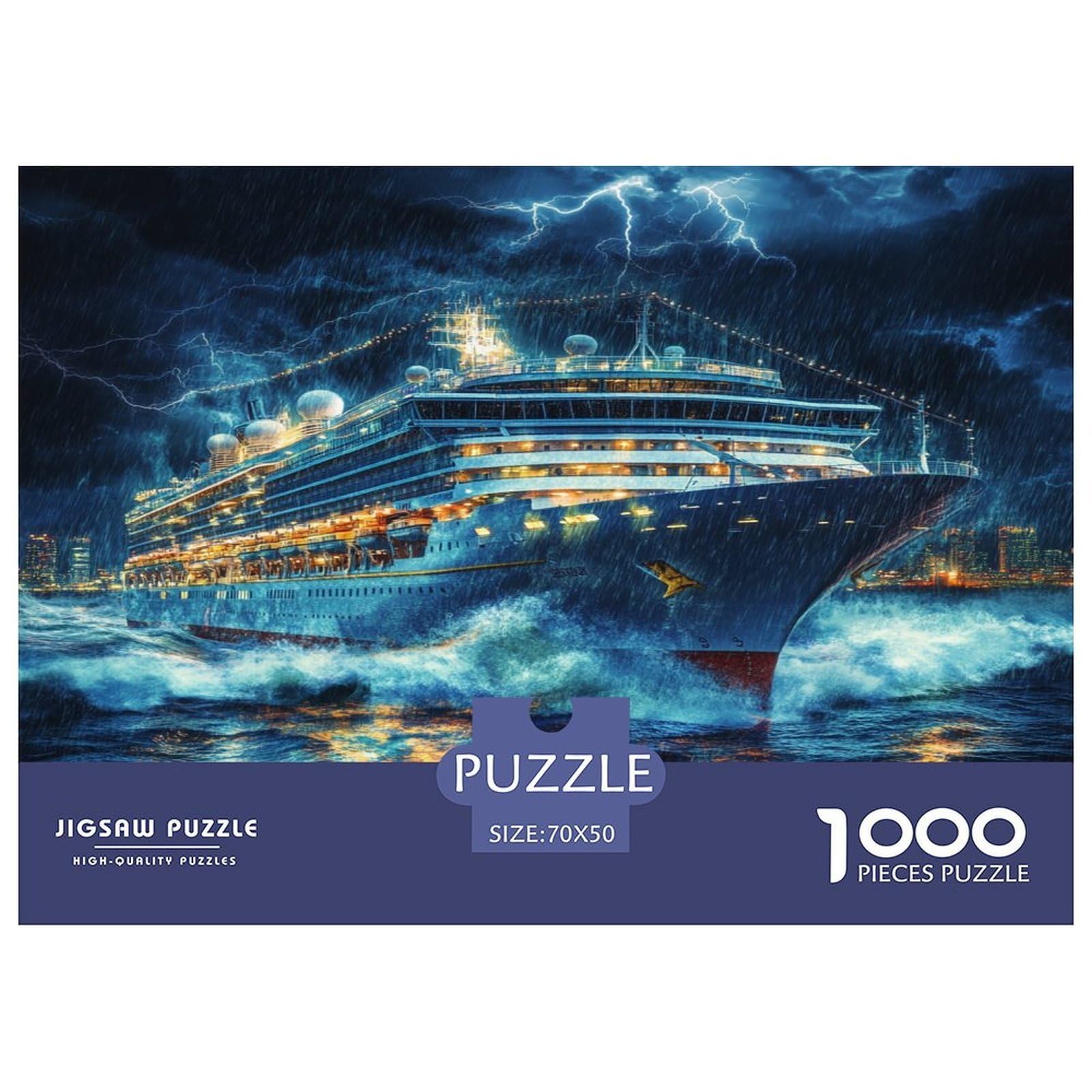 Puzzles Cruise Ship 1000 Piece Challenge Game for Adults,Fantasy Stormy Ocean Impossible Jigsaw Puzzles 1000 Pieces Educational Game Home Decoration 70x50cm/1000pcs