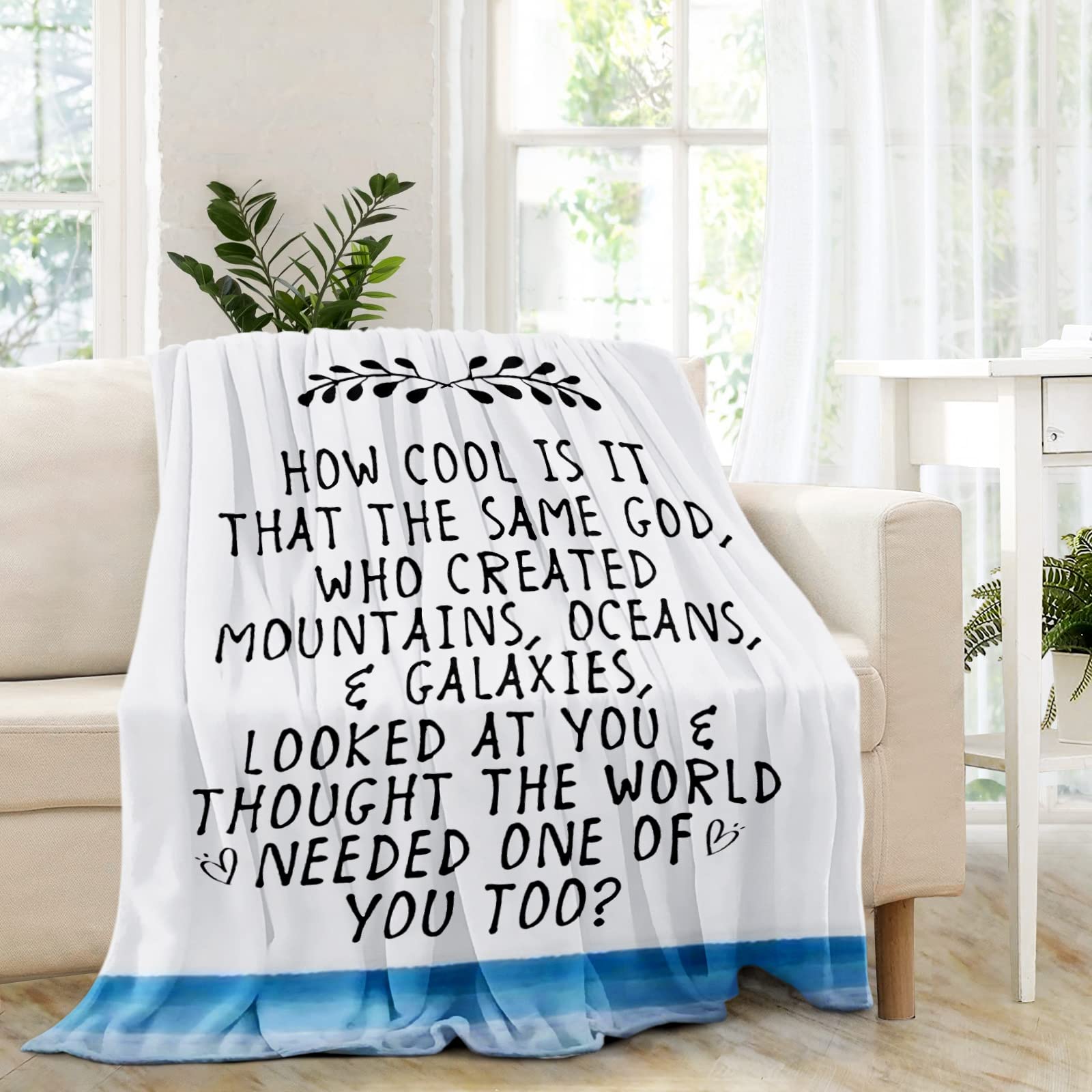 Christian Gifts for Women, Religious Gift Blanket Throw with Inspirational Bible Verse Scripture Print Blanket 60x80 inch Twin Size Birthday Gifts Spiritual Gift