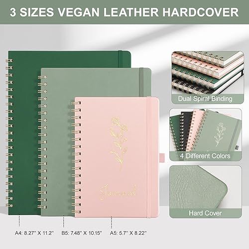 Miniatura 8 de EMSHOI Diario de puntos y viñetas  Cuaderno espiral de cuadrícula de puntos de 8.5 x 11 pulgadas, cuaderno de puntos grande A4, papel grueso de 3.53