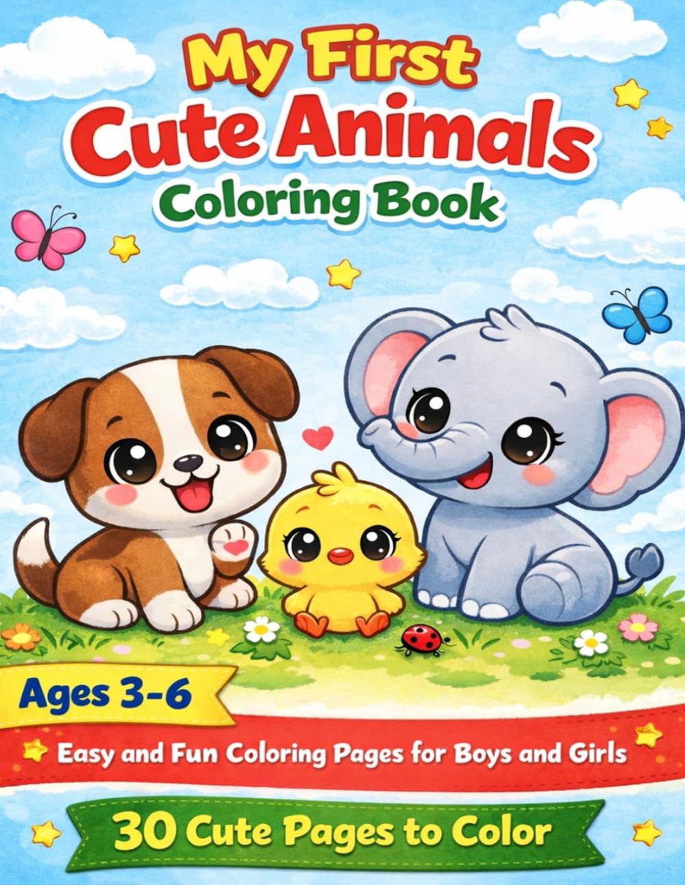 My First Cute Animals Coloring Book: Easy and Fun Coloring Pages for Boys and Girls