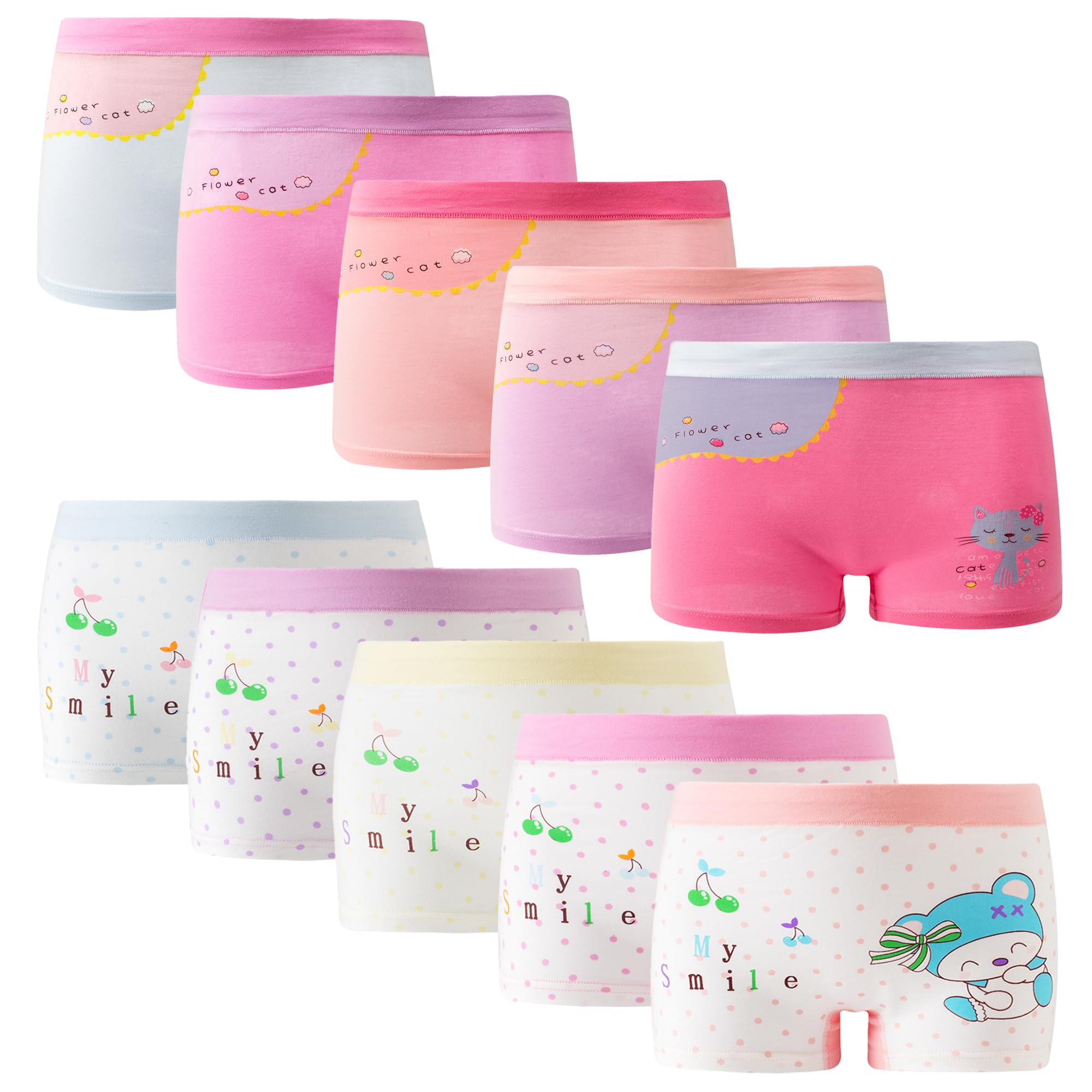Girls Cotton Underwear Soft Boy Shorts Kids Boxer Briefs Panties Pack of 5