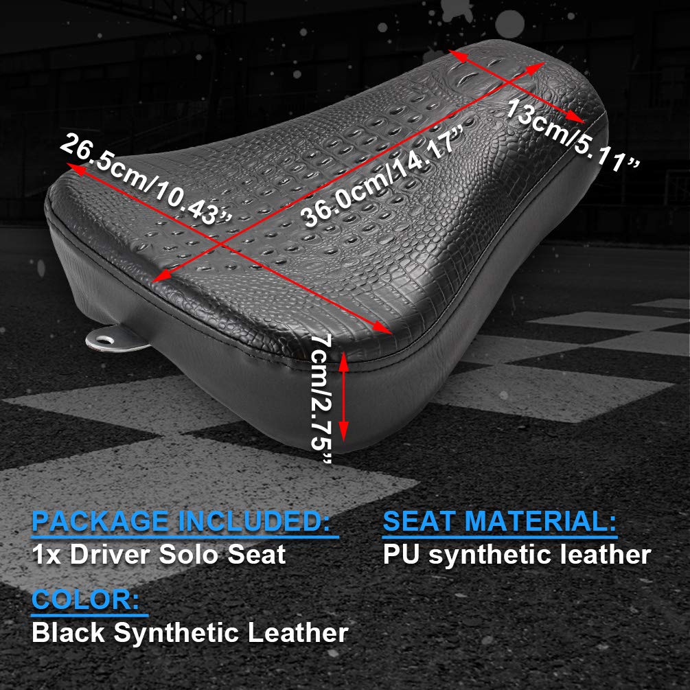 KATUR Cojín para Asiento Individual De Motocicleta Negro con Costura para Asiento del Conductor De Cuero Sintético Compatible con Harley Sportster 72 48 1200X 1200V 2010-2015 (Crocodile Negro)
