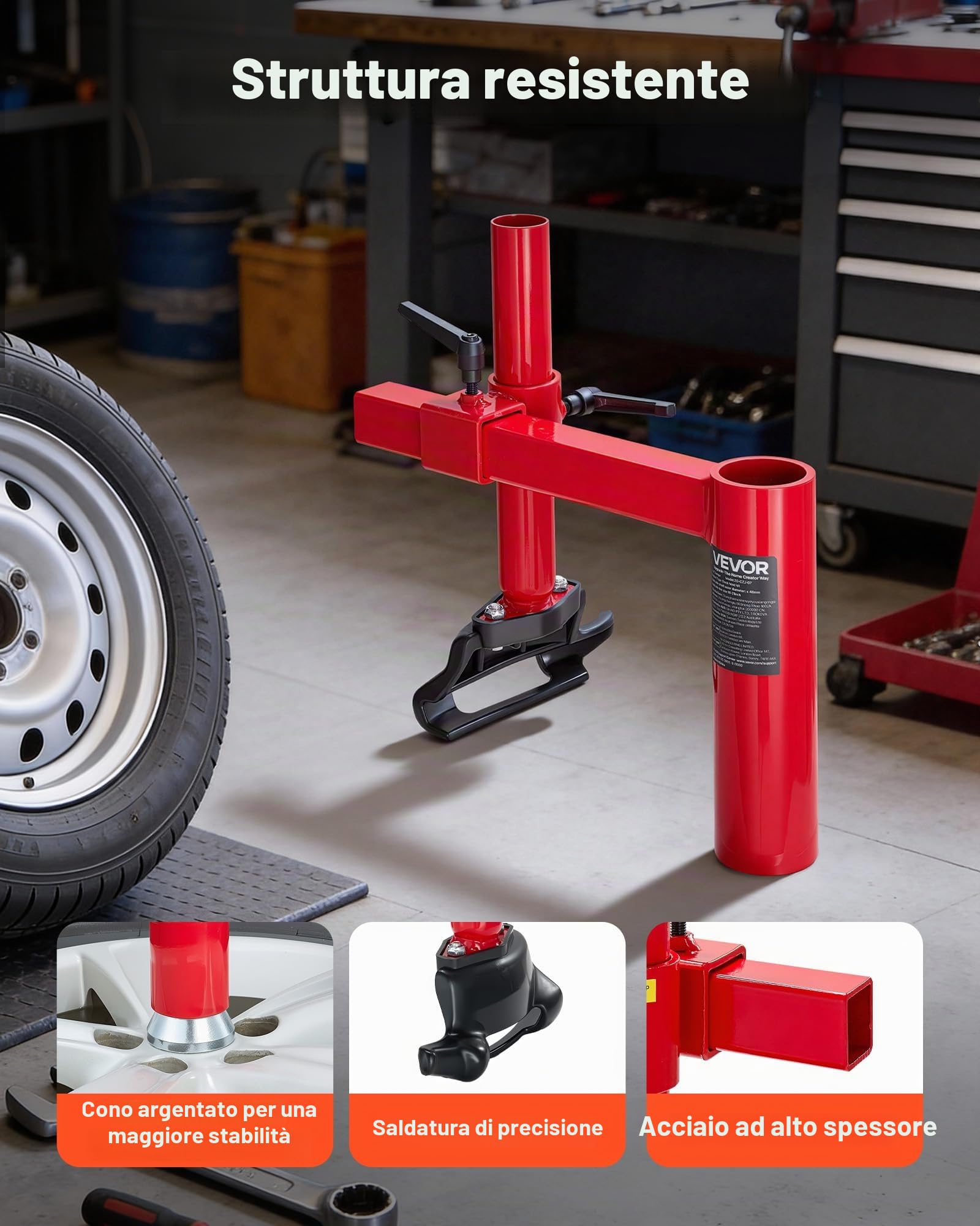 VEVOR Kit Smontagomme con Testa D'Anatra Cono Argentato Kit per Montaggio Smontaggio per Pneumatici 406-533 mm, Strumenti per Riparazioni Pneumatici per Auto SUV Camion da Officina Garage