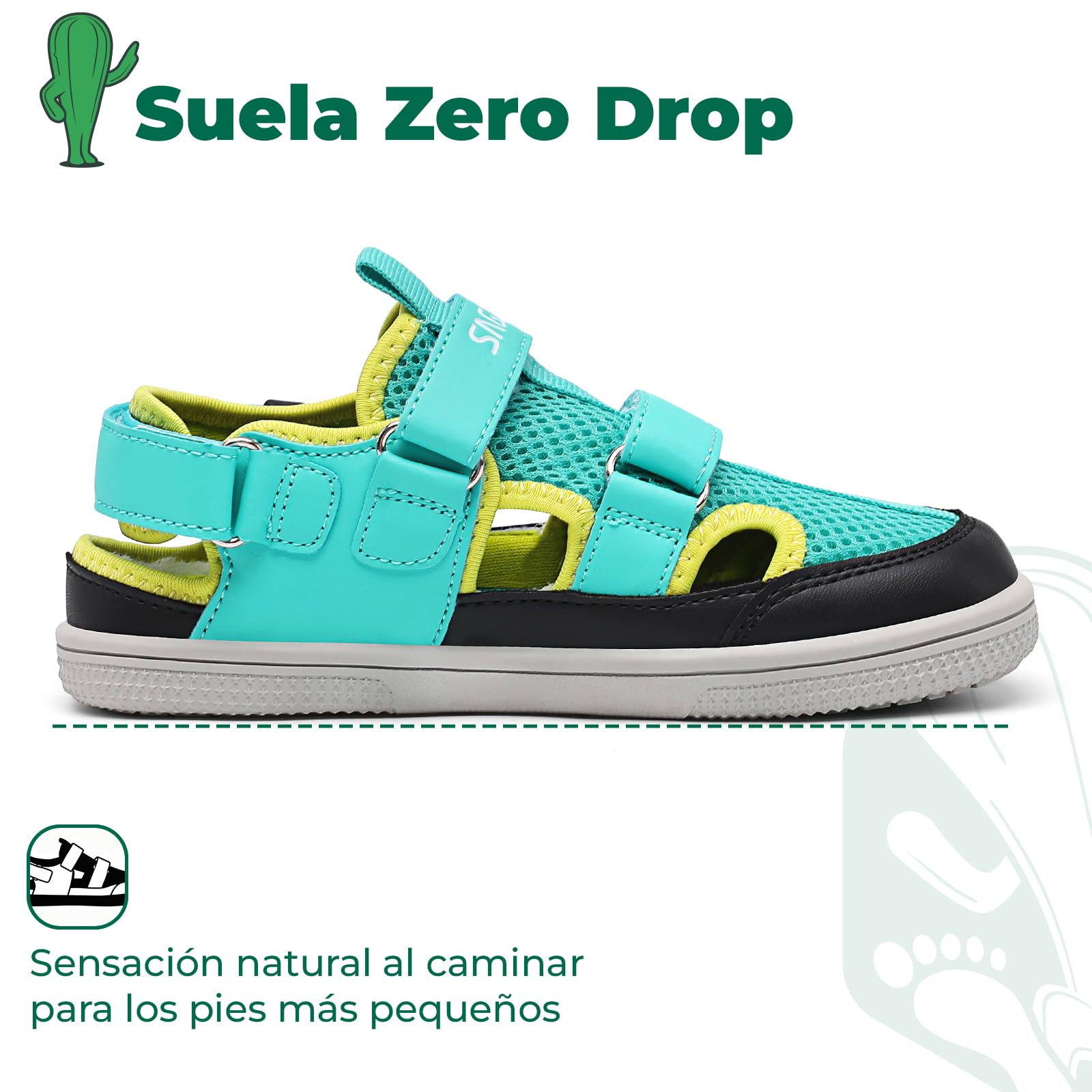 SAGUARO Niño Sandalias Barefoot Cangrejeras - Puntera Cerrada & Puntera ancha, 25-36