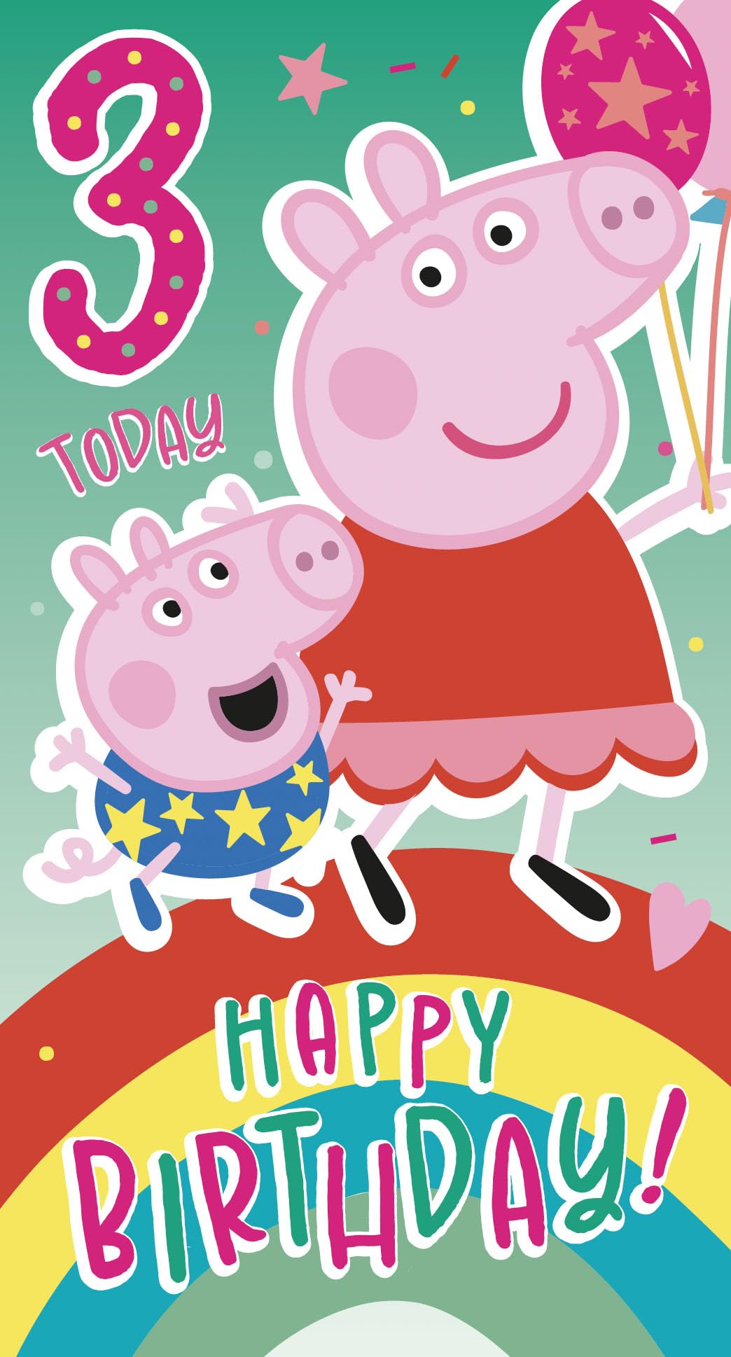Peppa Pig Age 3 Sticker Birthday Card