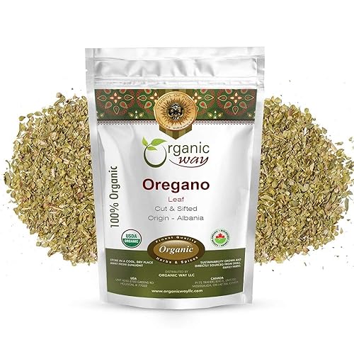 Organic Way Hoja de orégano seca cortada y tamizada (Origanum vulgare) - Cosecha silvestre europea Certificado orgánico y Kosher Vegano, sin OMG y