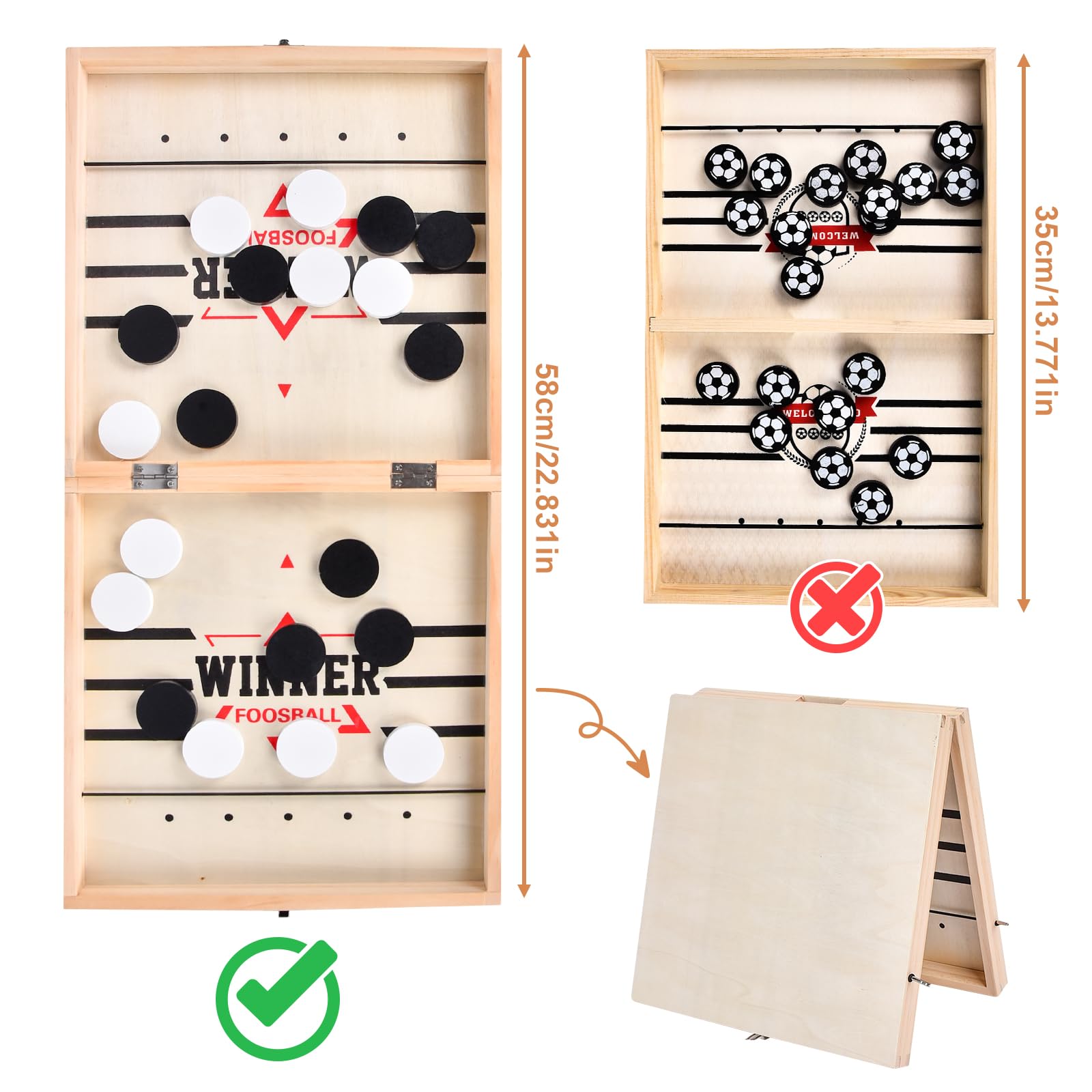 FORMIZON 2en1 Jeu De Table De Hockey Portable En Bois, Coffret