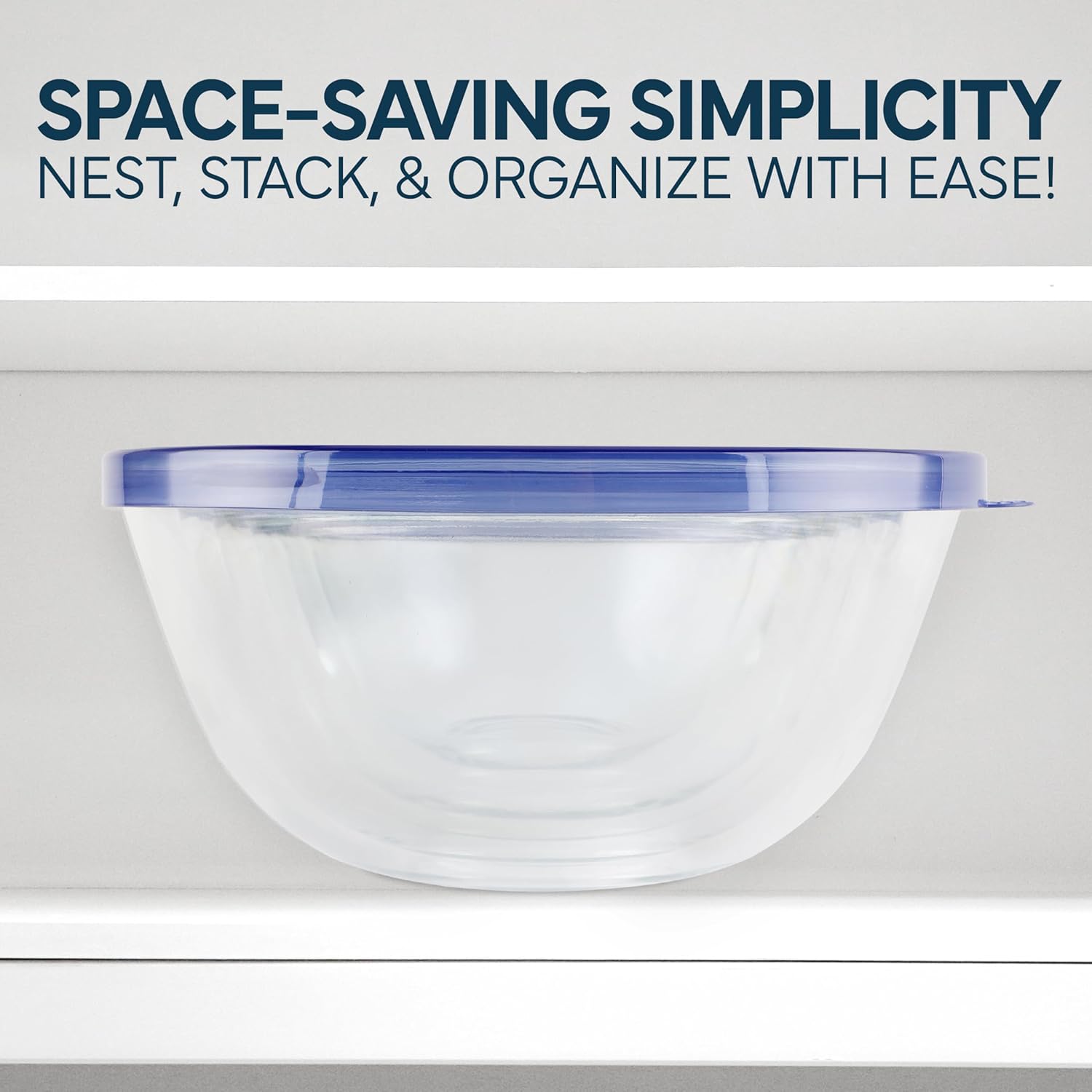 COOK WITH COLOR 12 Pc Glass Mixing Bowl Set with Lids – Borosilicate Glass Nesting Bowls for Cooking, Baking and Meal Prep, Blue - Image 6