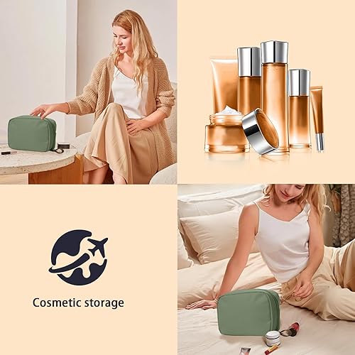 Miniatura 7 de Bolsa de maquillaje bolsa de cosméticos de viaje, bolsa de aseo organizadora, bolsa de accesorios de viaje, Verde claro, Todos