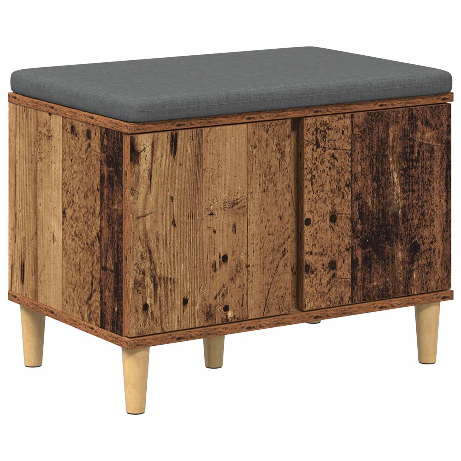 Banc de couloir en bois recyclé 60x38x46 cm avec coffre de rangement