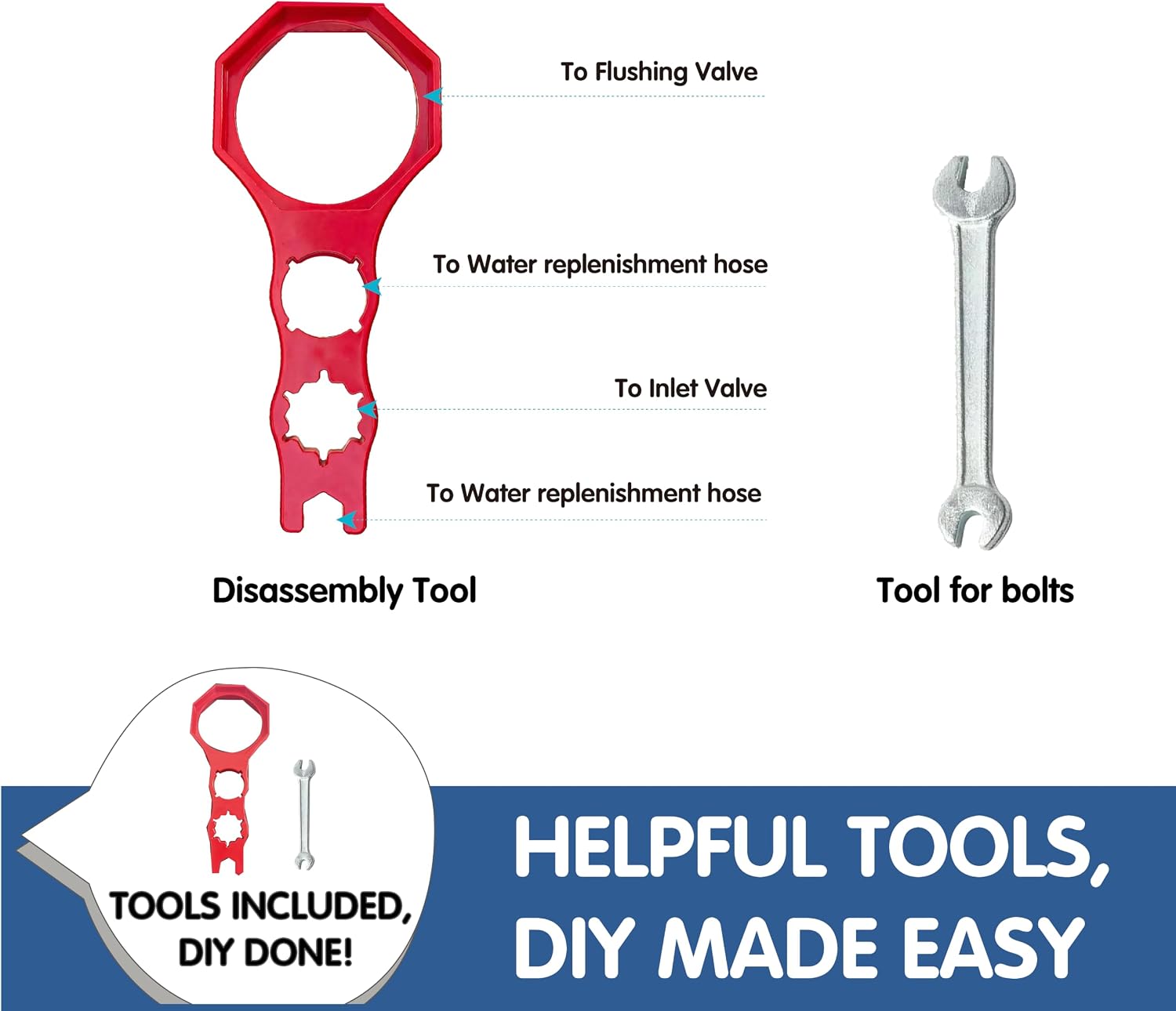 3-Inch Toilet Flapper Replacement Kit for 2-Piece Toilets | All-in-One Kit,Powerful Flush,Durable ABS,Metal Bolts & Sealing Washer,DIY Easy Install