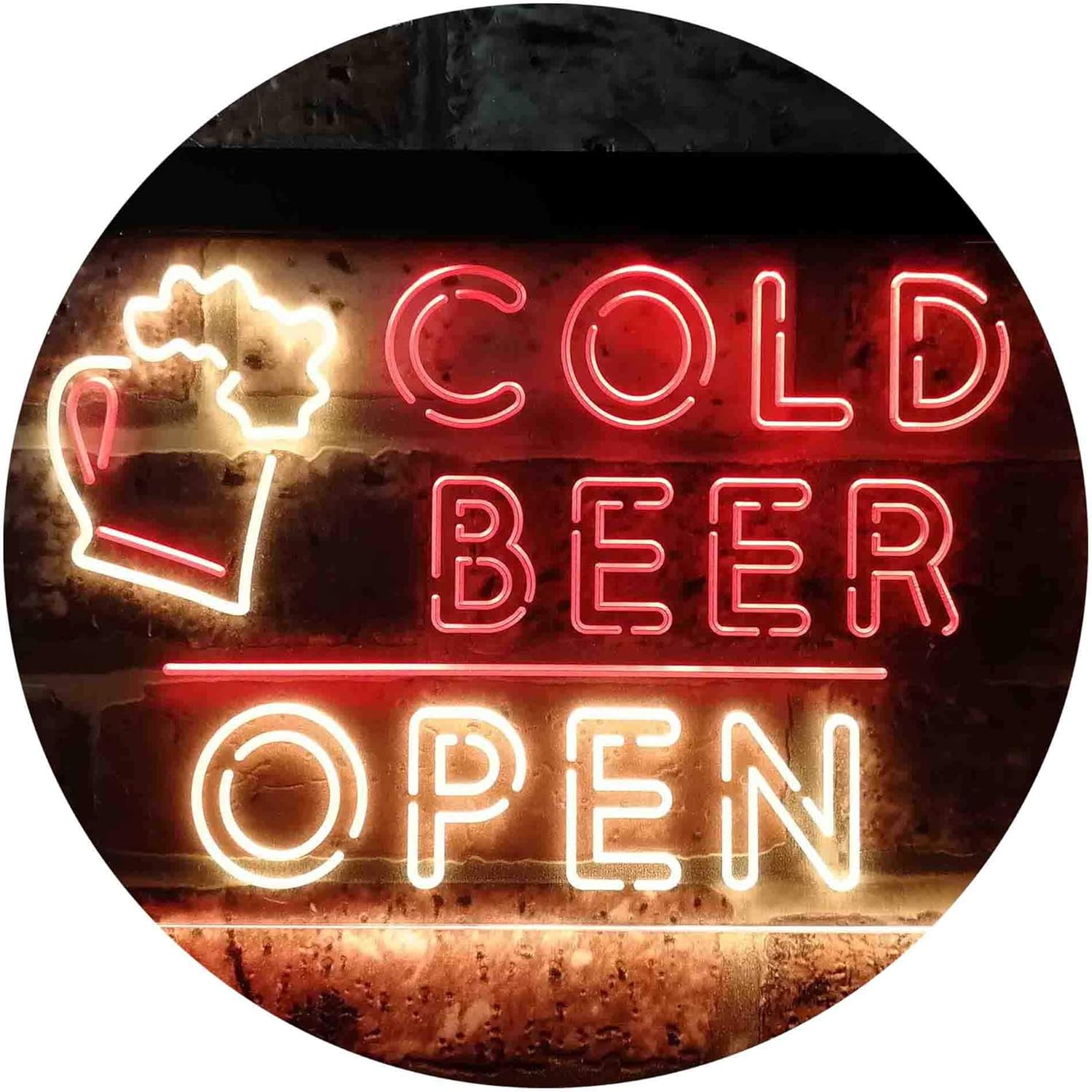 ADVPRO Cold Beer Open Bar Dual Color LED Neon Sign Red & Yellow 12 x 8 Inches st6s32-i3649-ry