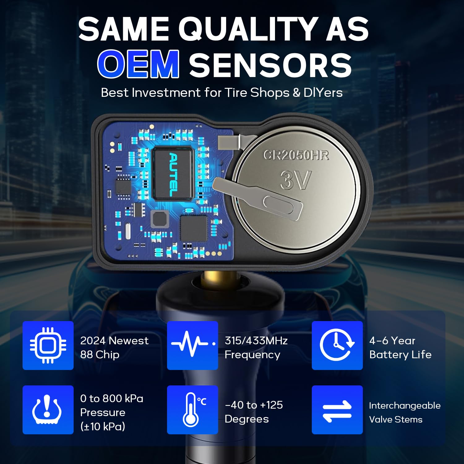 Autel MaxiTPMS MX Sensor 20 PCS Pack Rubber Stem 315/433MHz TPMS Sensors Universal Tire Sensor Programmed by TPMS Tool TS408 TS508 TS608 MX808TS MS906TS MK808TS ITS600 MS906Pro-TS