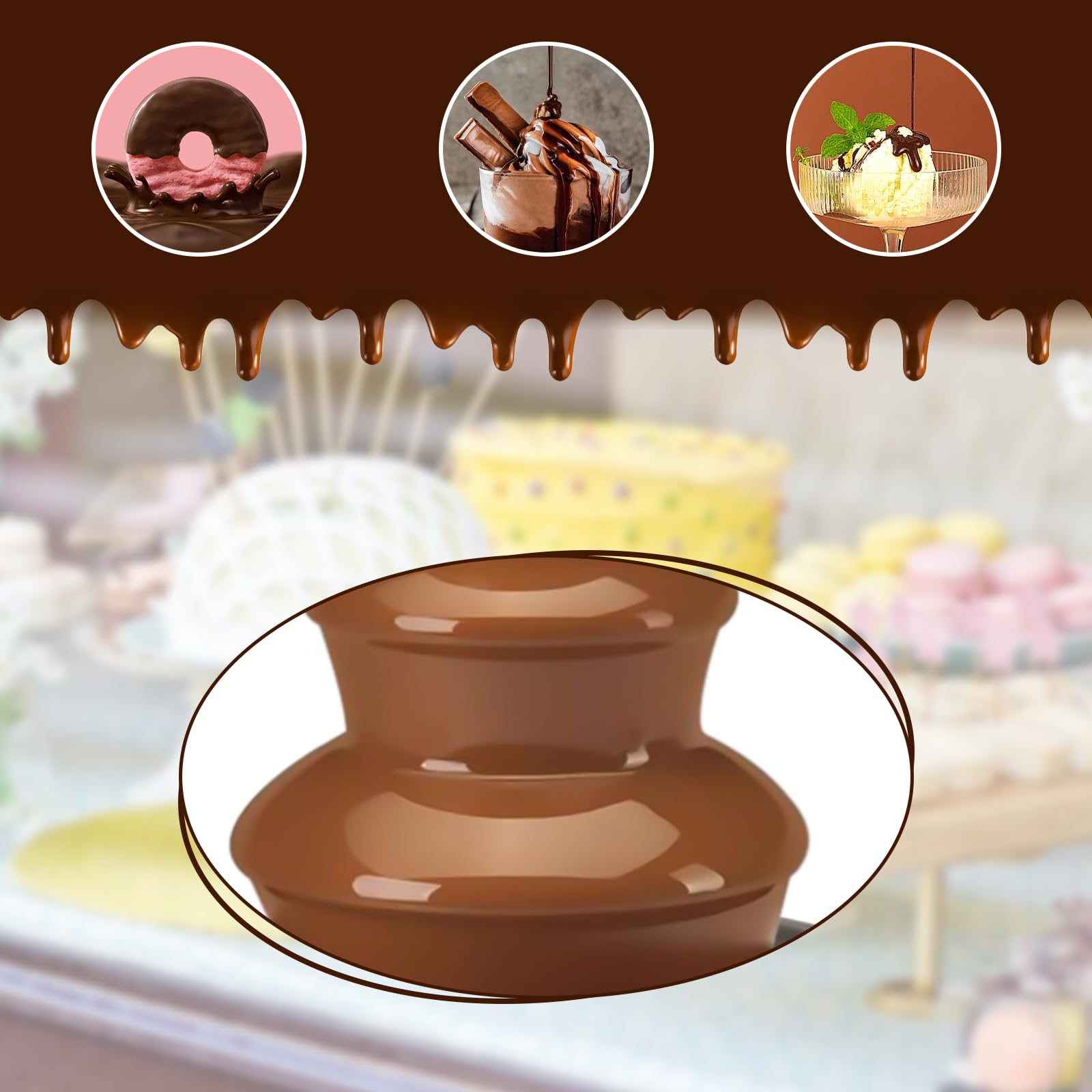 Ranch Fountain Wedding Chocolate Fountain Party Fountain,3-Tier