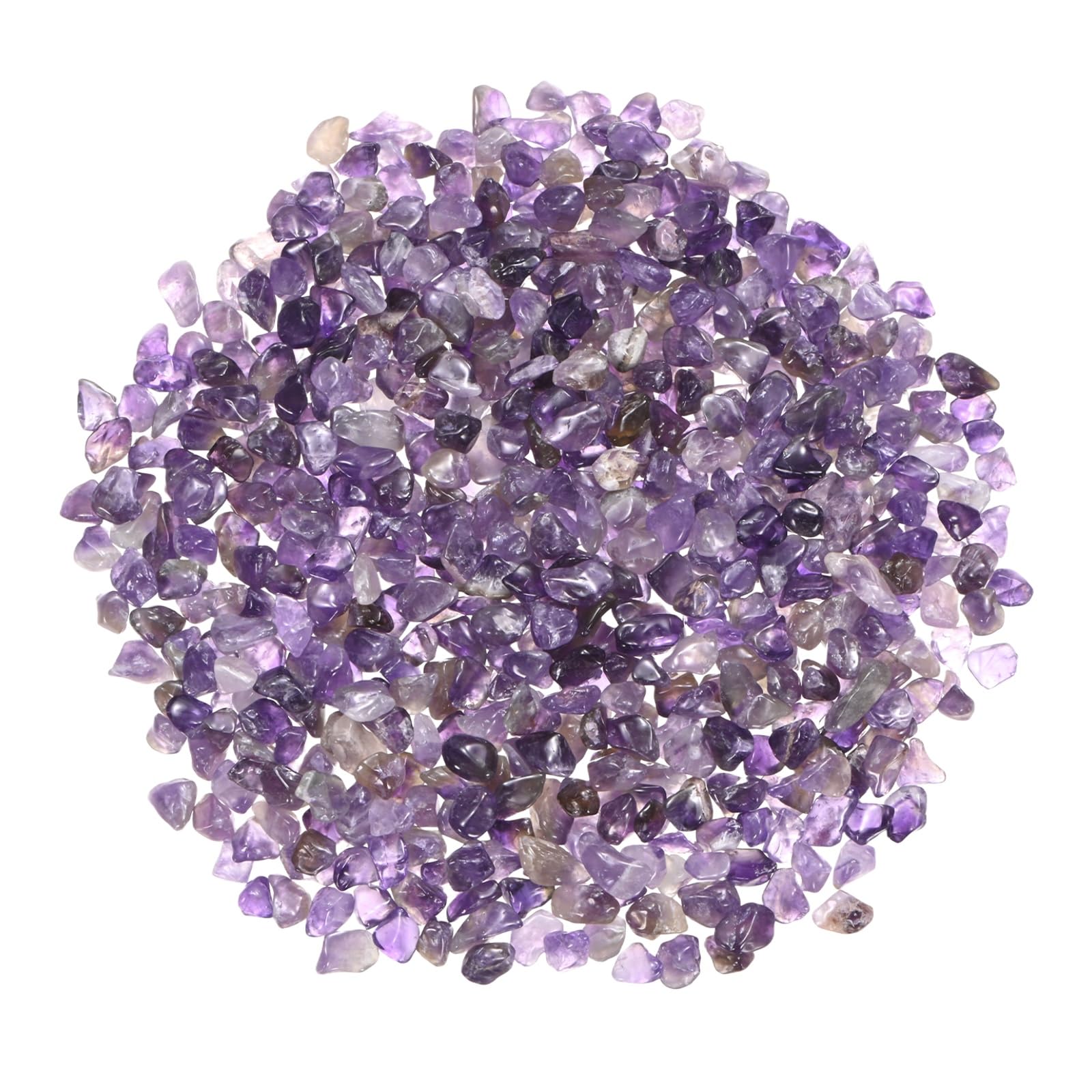 M METERXITY 0.22lb/100g Assorted Tumbled Chips Stone, 5-7 mm Crushed Crystal Quartz Pieces for Vases Filler/Aquarium/Succulent Plants Decor, Irregular Shaped Stones [Purple]