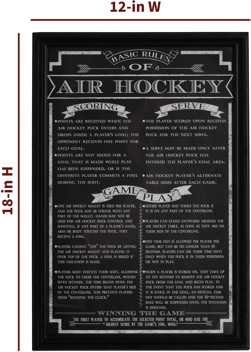 Black Framed Air Hockey Game Rules Wall Art