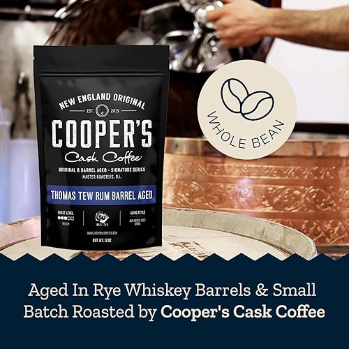Miniatura 2 de Barril de café añejado, café saborizado de Cooper's Cask, de alta calidad, grano de café de origen mezclado con galardonados ron y Whisky añejados,