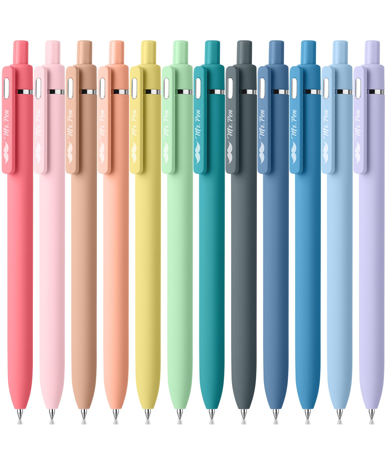 Mr. Pen- Retractable Cute Gel Pens for Journaling, 12 Pack, Assorted Color, 0.7 mm, Pastel Barrels, Smooth Writing Aesthetic Pens for Women