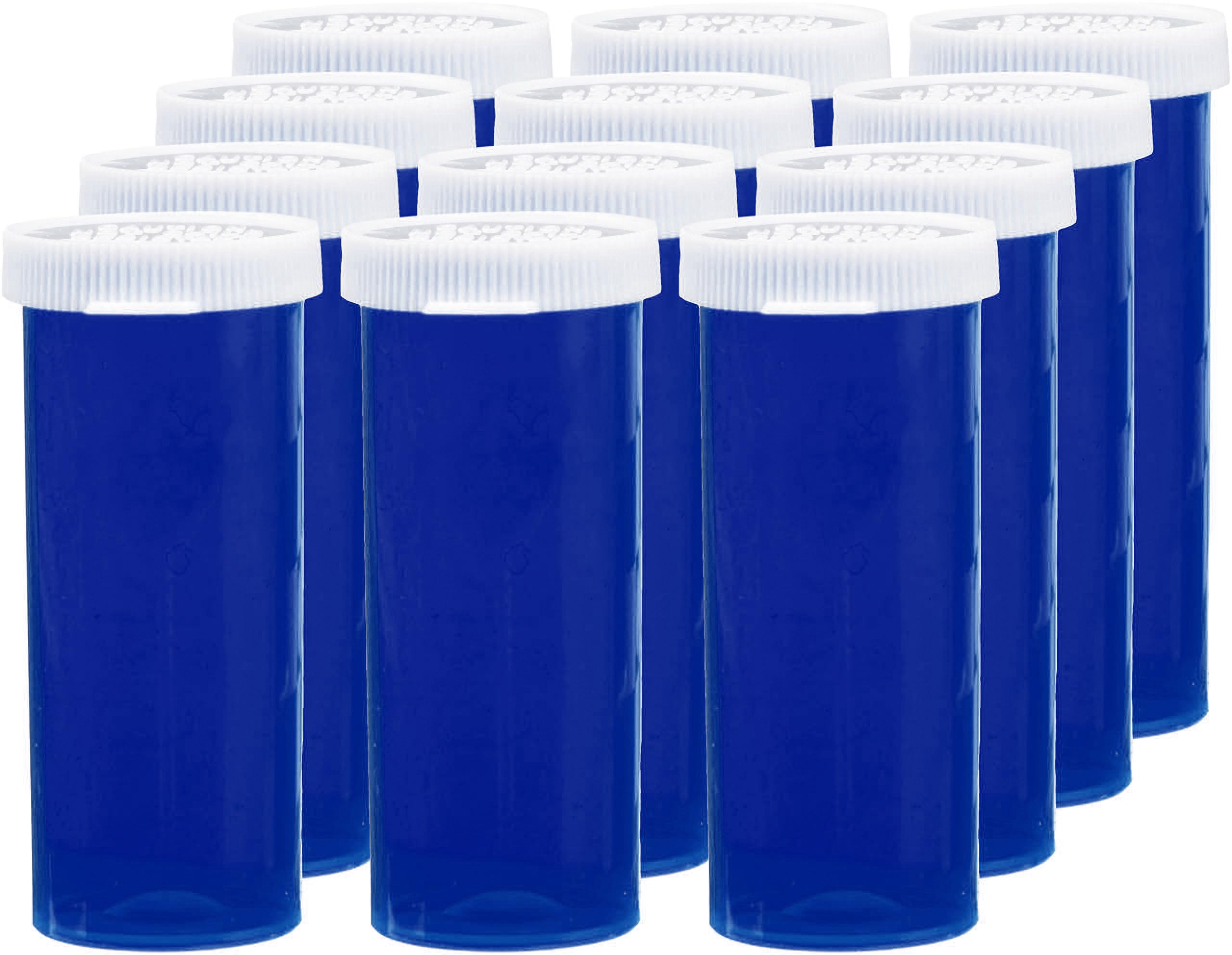 Snappy Rx Supply 12 Pack Empty Pill Bottles with Snap Caps - Prescription Medication Containers - Plastic Medicine Vials - Pill Cases Dispenser Organizers (Blue, 8 Dram)