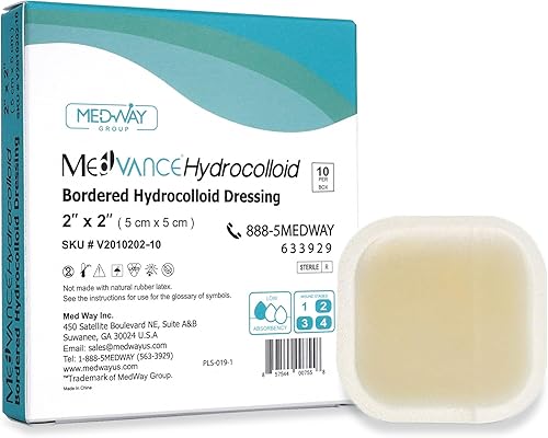 MedVance TM Hydrocoloid - Apósito adhesivo hidrocoloide con borde (2 "x 2") 10 unidades