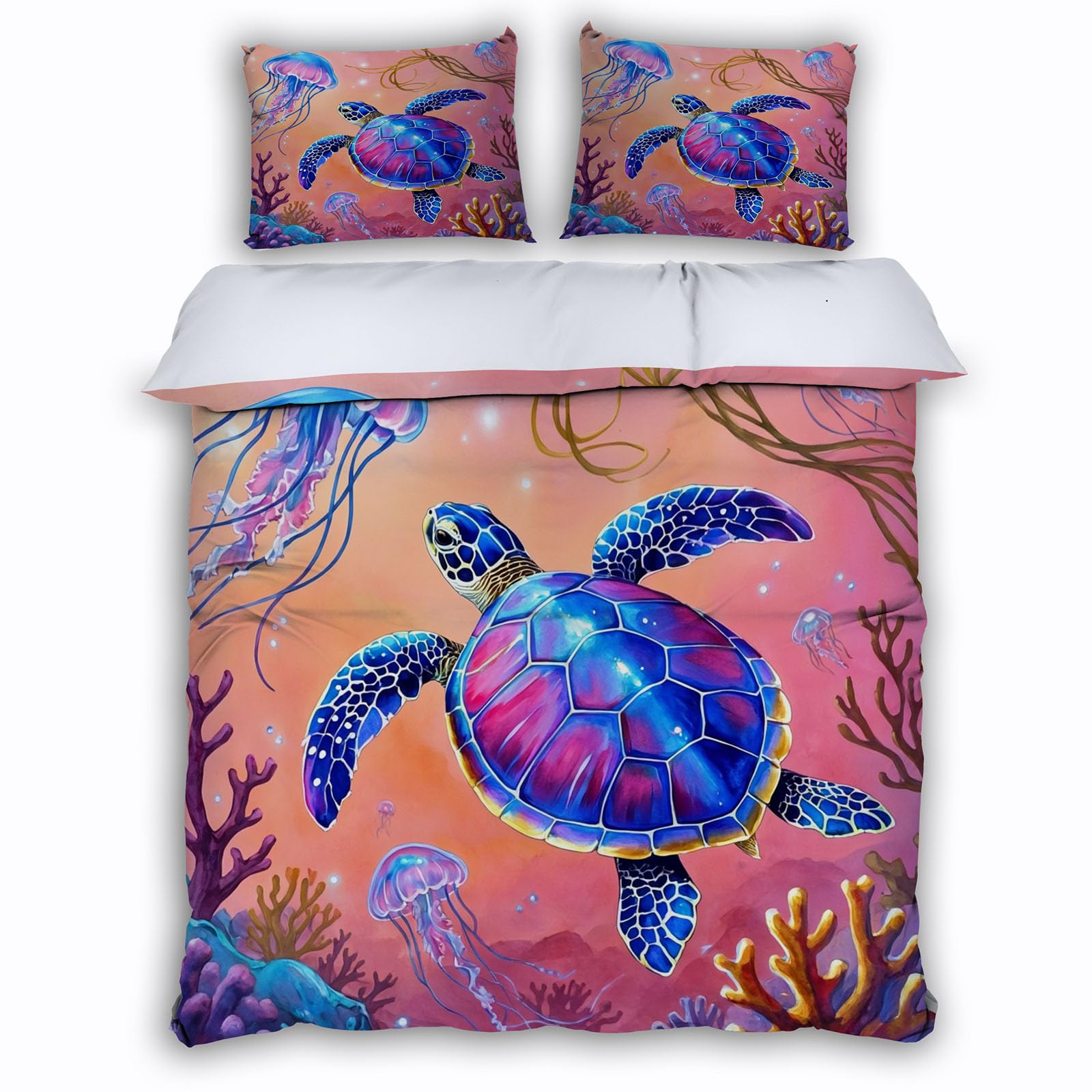 Housse de couette tortue de mer douce et facile à repasser pour lit double 240cm