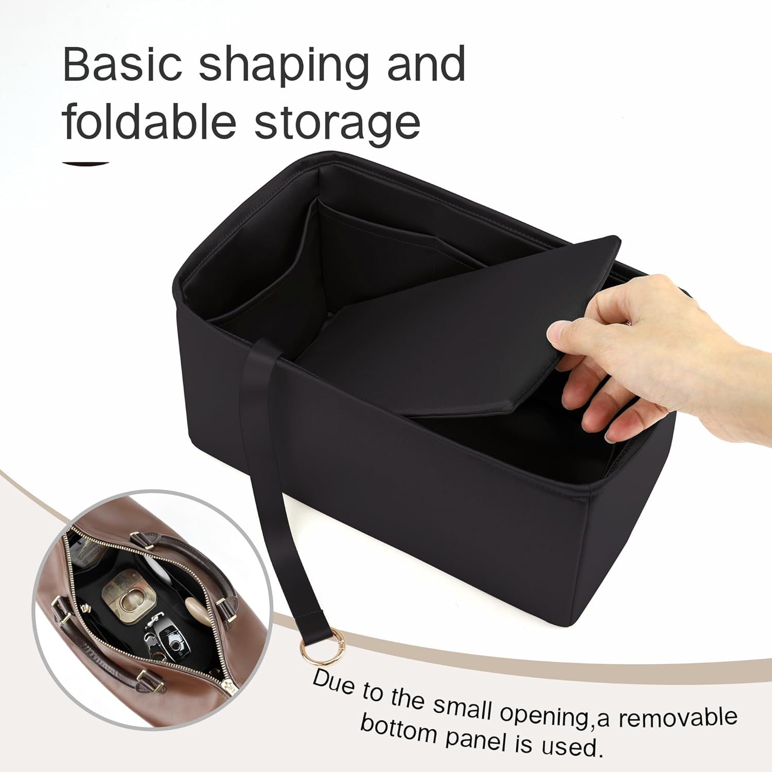 Fits for Speedy 30 Bag Insert, Premium Silk Purse Organizer Insert, Smooth Touch & Lightweight， Luxury Handbag Organizer with Gift Box Fits For LV(30,Black)