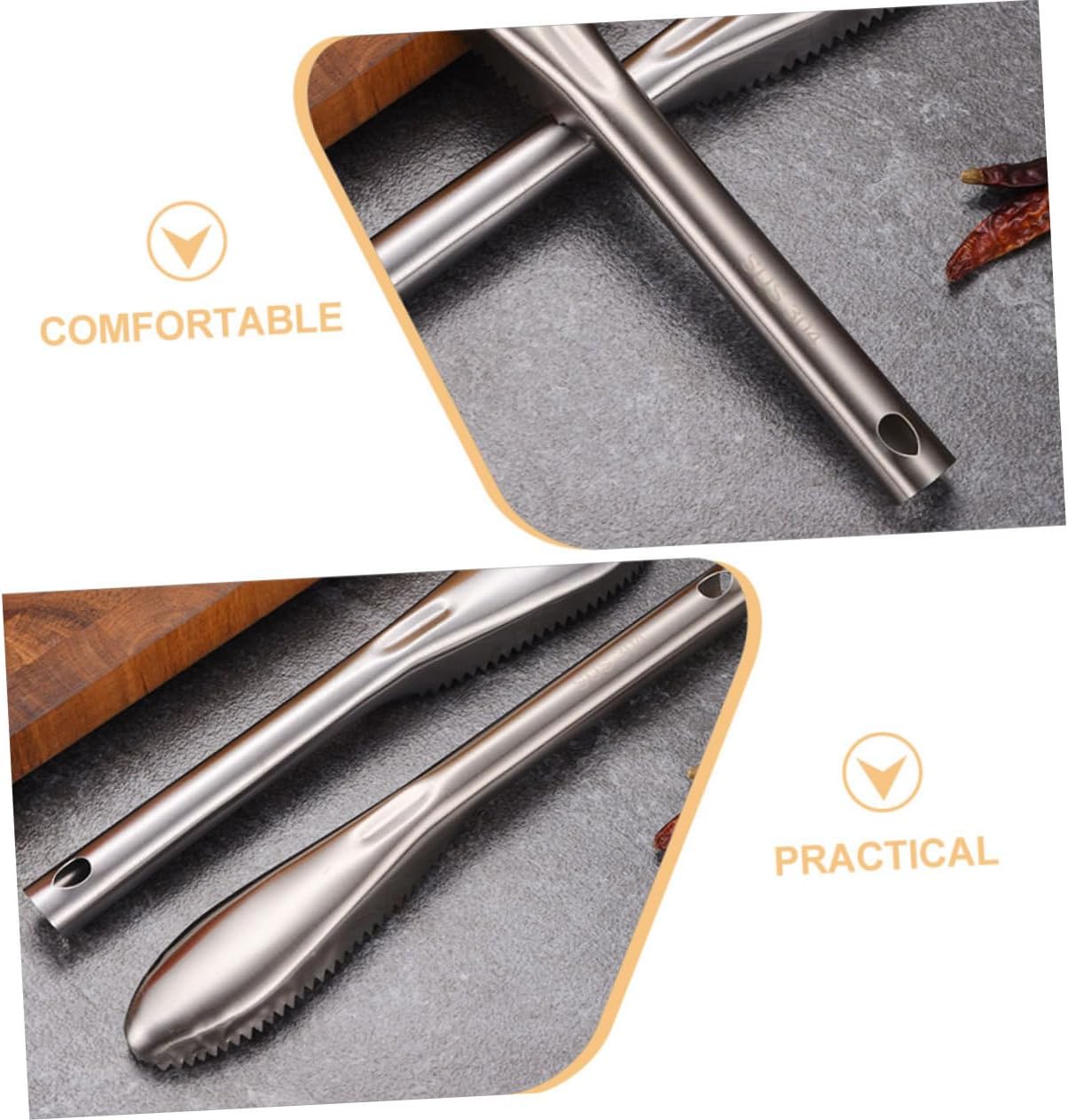 Outanaya 2Pcs Fish Tool Durable Fish Scale for Easy Cleaning Portable and Reusable for Kitchen Fish Prep and Cleaning Tasks