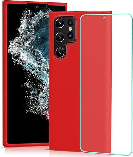 YATWIN Funda de silicona para Samsung Galaxy S22 Ultra con protector de pantalla diseño suave y delgado acabado mate funda protectora para Samsung