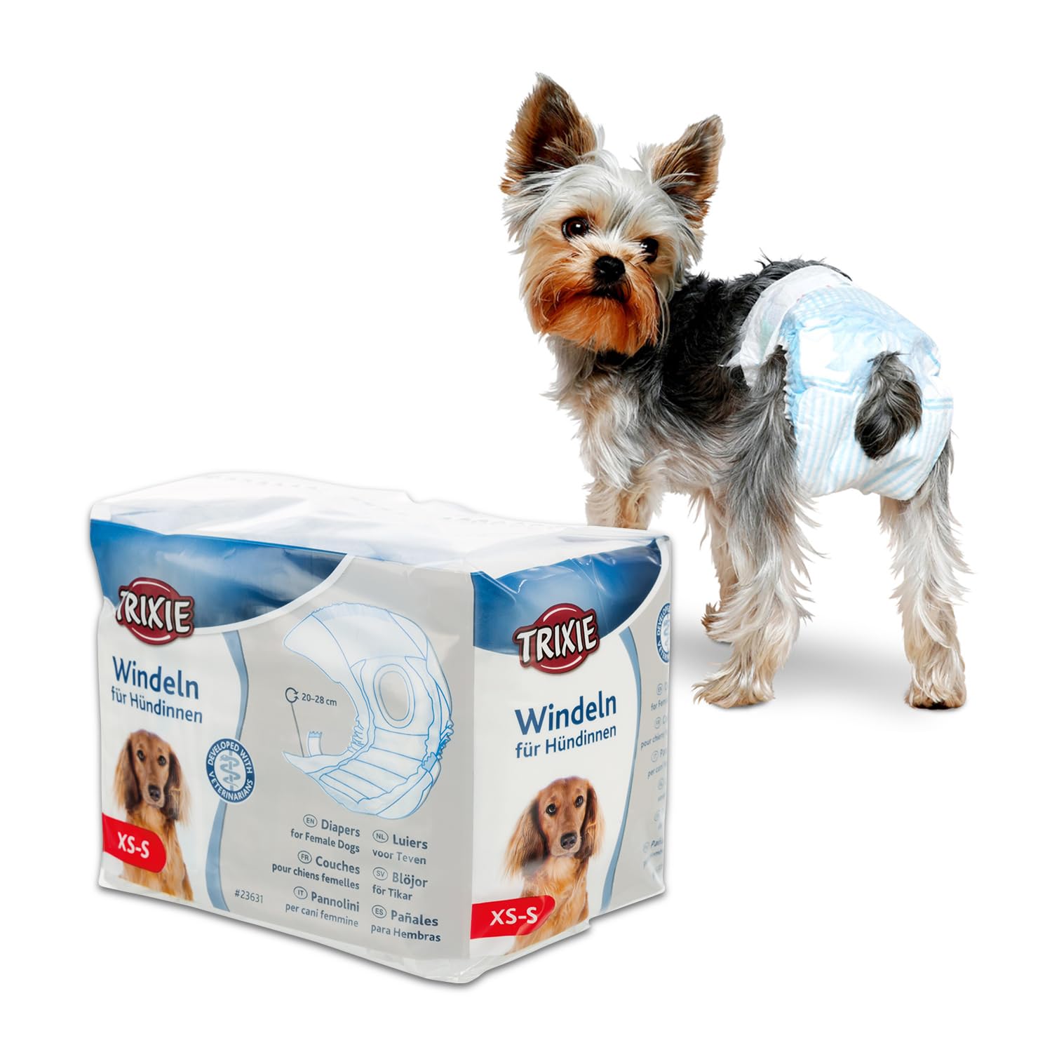 Trixie: - Disposable Diapers for Female Dogs, Designed for Dogs in The Season to Prevent Staining of Carpets & Other Fabrics, Highly Absorbent and Easy to Use - XS–S: 20–28 cm, 12 pcs (B09NWB7S8M) Amazon Price History, Amazon Price Tracker