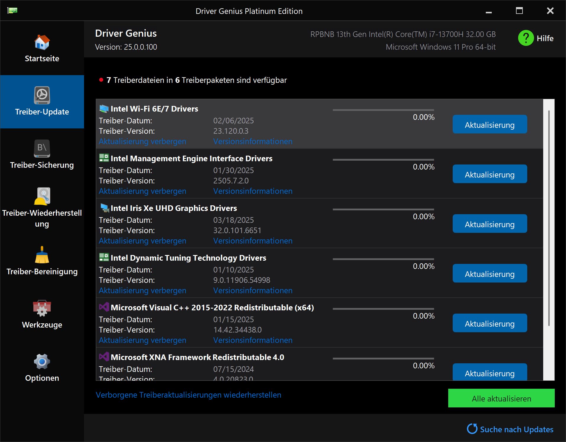 Driver Genius 25 Platinum (aktuelle Version) – Premium Treiber Updater Software - System-Optimierung & Hardware-Diagnose - Windows 11/10 - Vollversion - 3 PC / 1 Jahr - DEUTSCH (ProduktKeyCard) - PKC