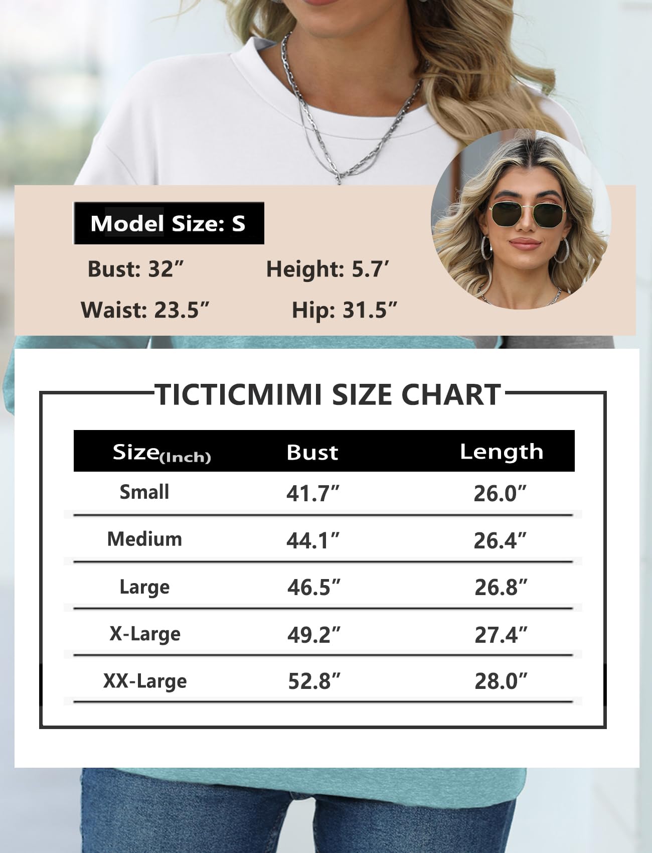 TICTICMIMI Damskie casualowe bluzy z długim rękawem kolorowe bloki/jednolite topy bluzy z okrągłym dekoltem uroczy luźny krój sweter z kieszeniami