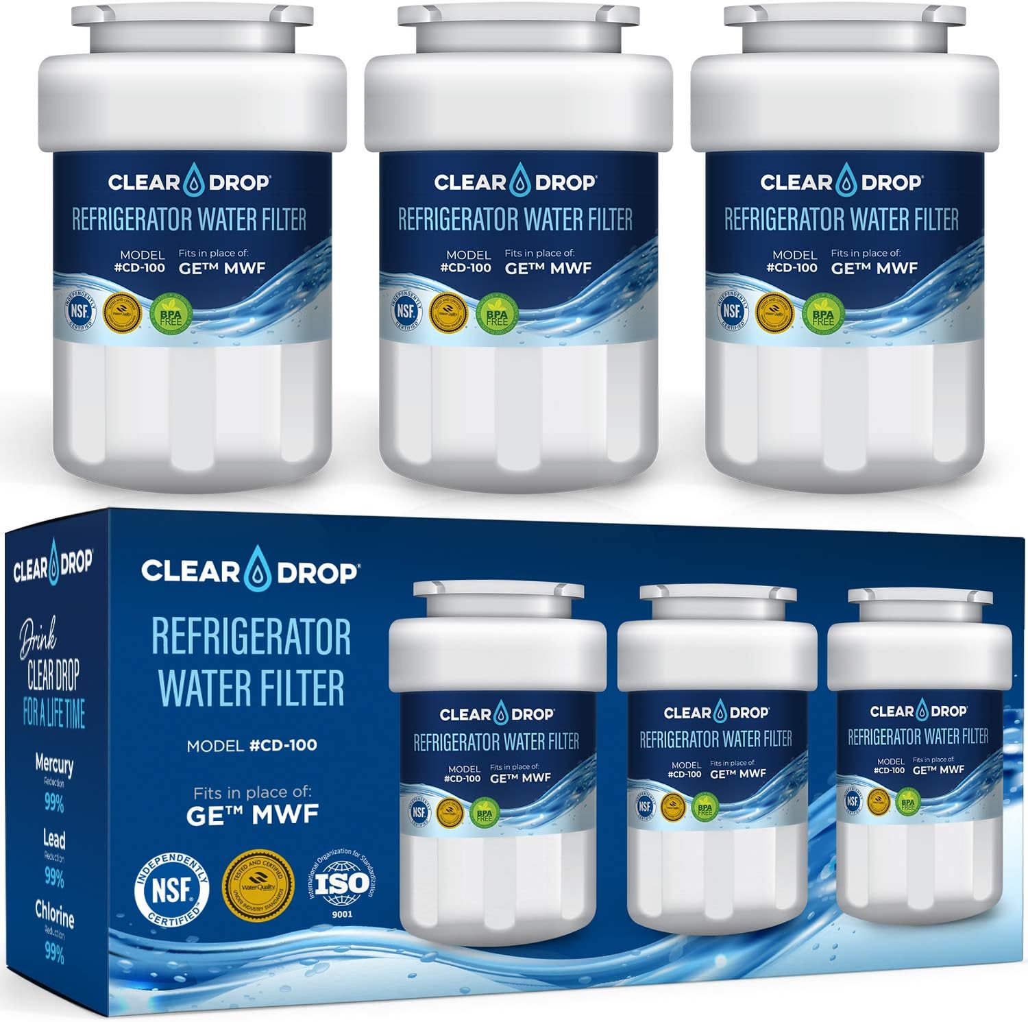 Clear Drop MWF Refrigerator Water Filter, Replacement for