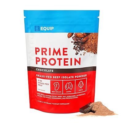 Equip Foods Prime Protein Powder | Clean, Grass Fed Beef Protein Powder | Carnivore Protein Isolate | Paleo, Keto Friendly | Gluten & Dairy Free | Helps Build & Repair Tissue | 30 Servings, Chocolate