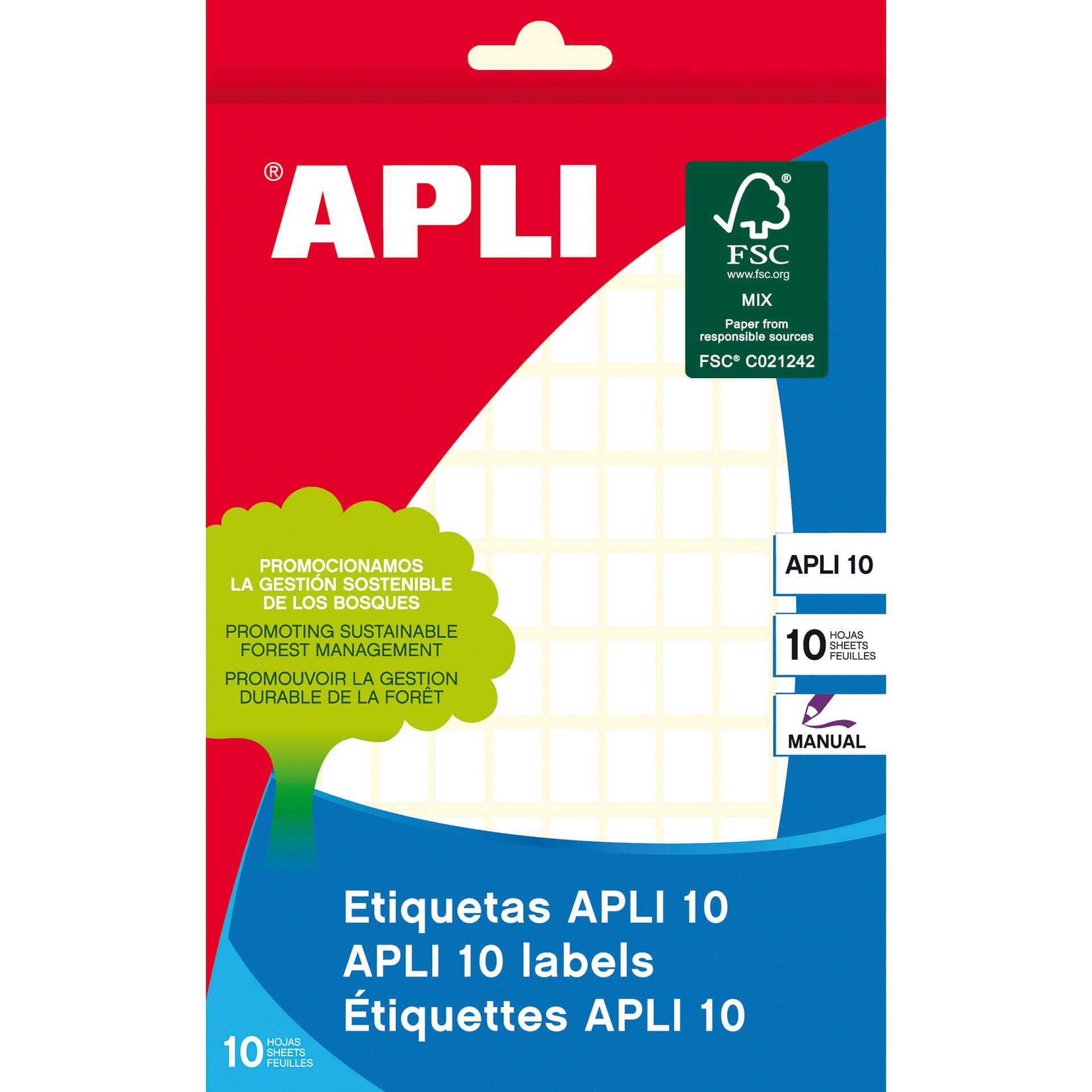 APLI 1632 - Etiquetas adhesivas blancas permanentes APLI 10 de escritura manual (8 x 12mm) , pack de 10 hojas (1200 etiquetas)