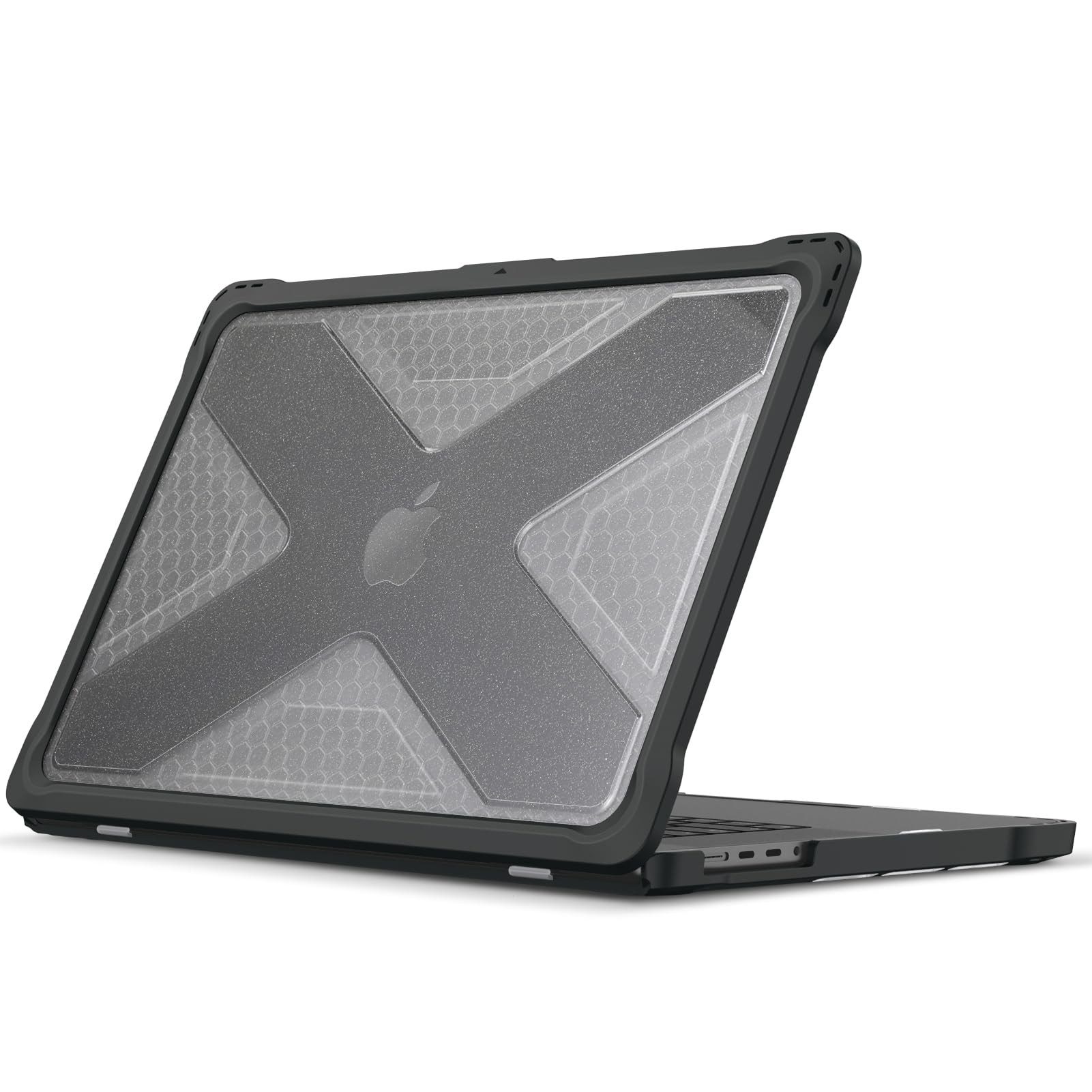 FINTIE Custodia Compatibile con MacBook Pro 16" M5 M4 M3 M2 M1 Pro/Max (2026/2024/2023/2021) - Antiurto Robusto Case con Bordo in TPU Cover, Glittering Nero