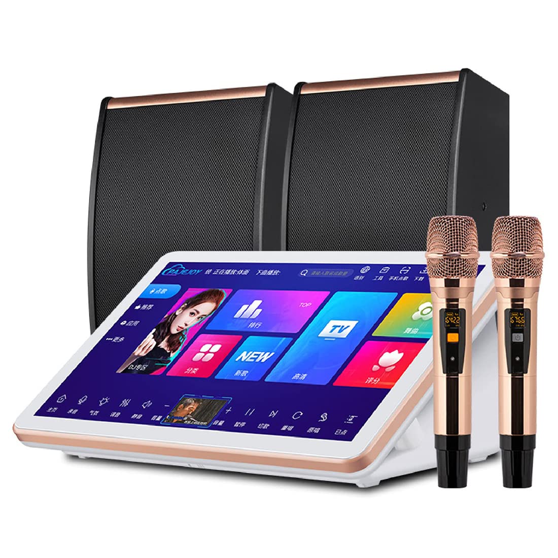 JODAIS Professional Karaoke Machine, 4T all-in-one audio set, 18.5 Inch Touch Screen Phone App Control Download All In One Karaoke System with Wireless Mic and Speaker, Best Gift for Adults and Kids
