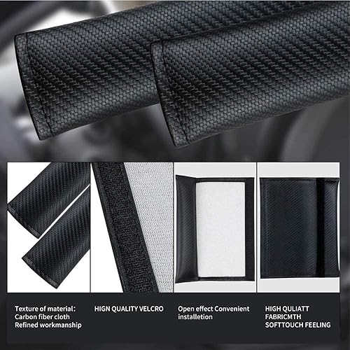 Miniatura 5 de LL LLSW SHOP 2Pack Car Seat Belt Cover for Ford Focus ST Racing, Carbon Fiber Embroidered Logo Shoulder Pad Seat Belt Cover Protective Sleeve