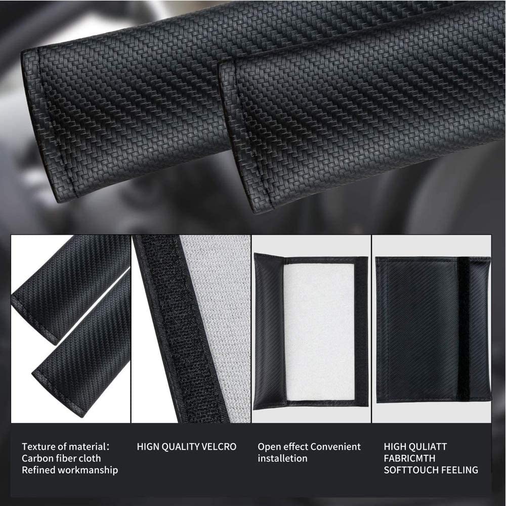 Carbon Fiber Look Armrest Pad & Seat Belt Cover Set For Ford Focus ST (Front)