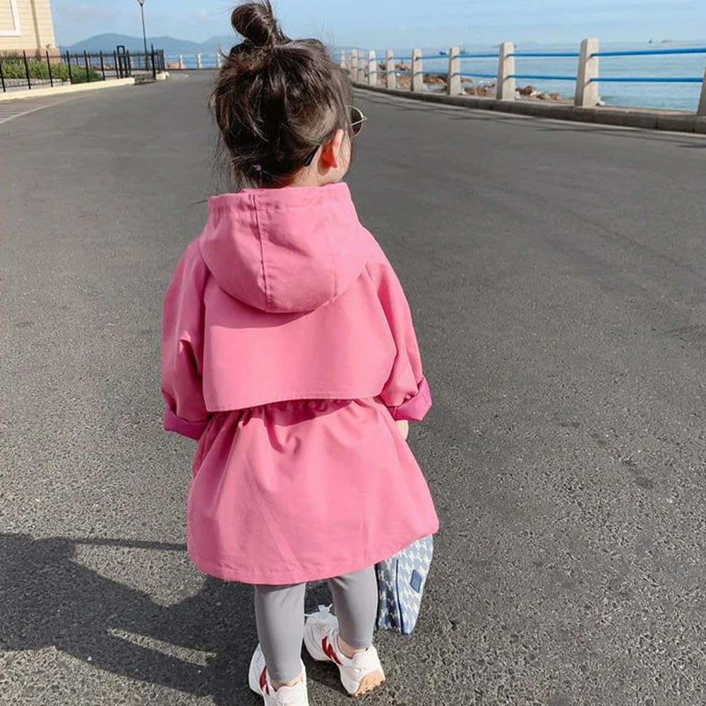 QXDZSW - Abrigo para niñas de 3 a 12 años, con capucha, retráctil, para primavera y otoño