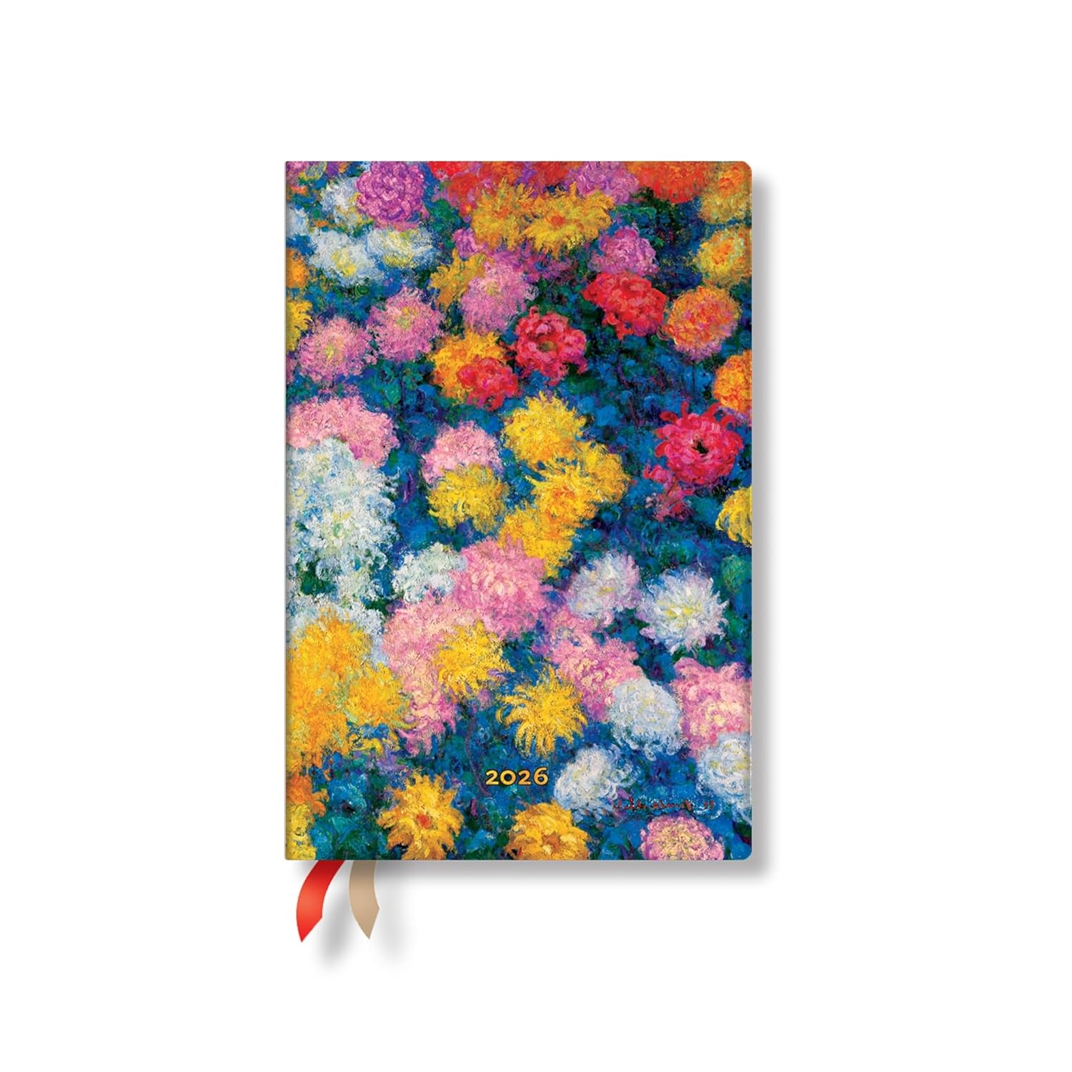 Paperblanks | 2026 Monet's Chrysanthemums | Monet's Chrysanthemums | 12-Month Planner | Mini | Horizontal | Elastic Band | 160 Pg | 100 GSM