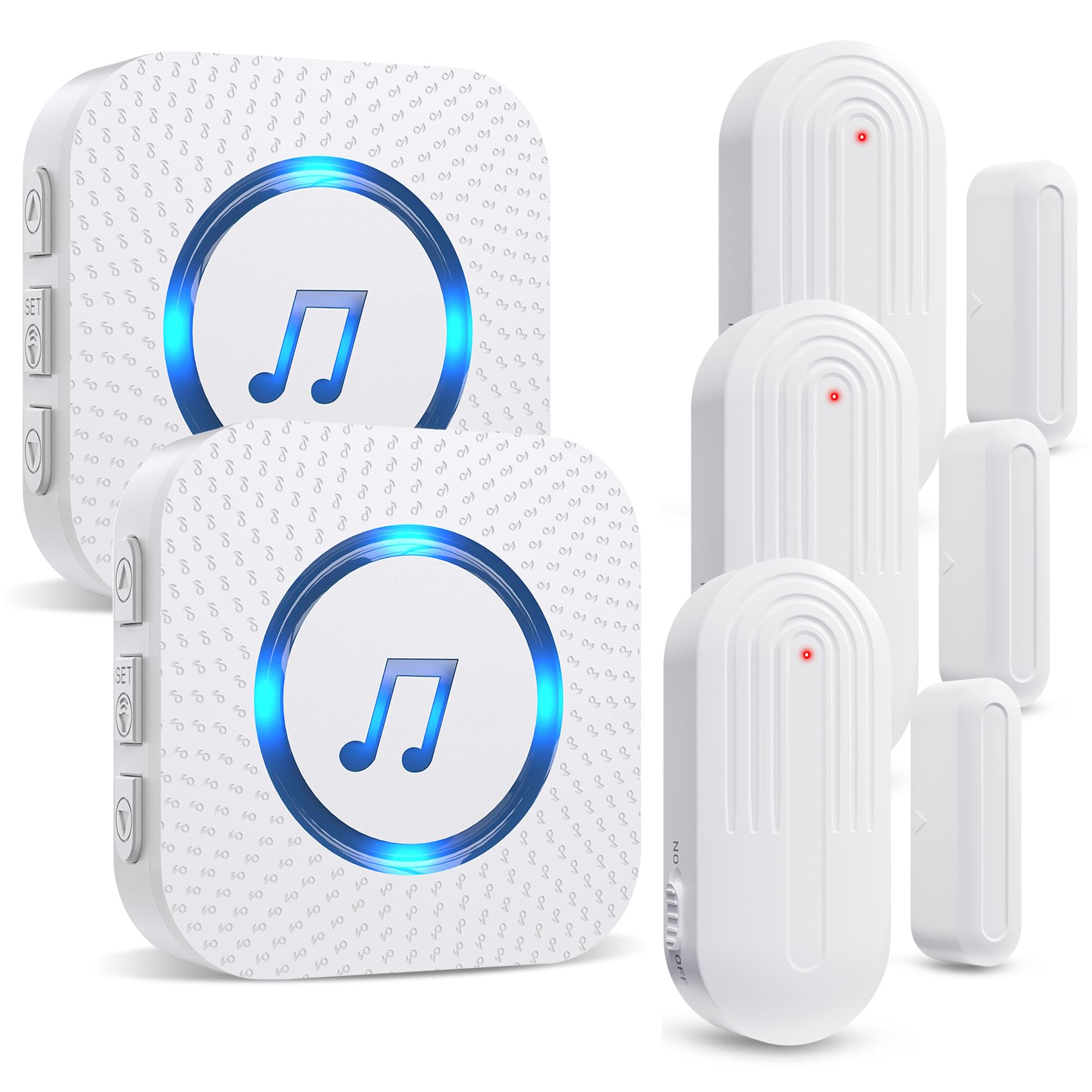 SanJie Door Sensor Chime for Door Opens, Business/Home/Office/Store, 500 FT Range, 26 Chimes, 5 Adjustable Volume, 3 Sensors + 2 Receivers