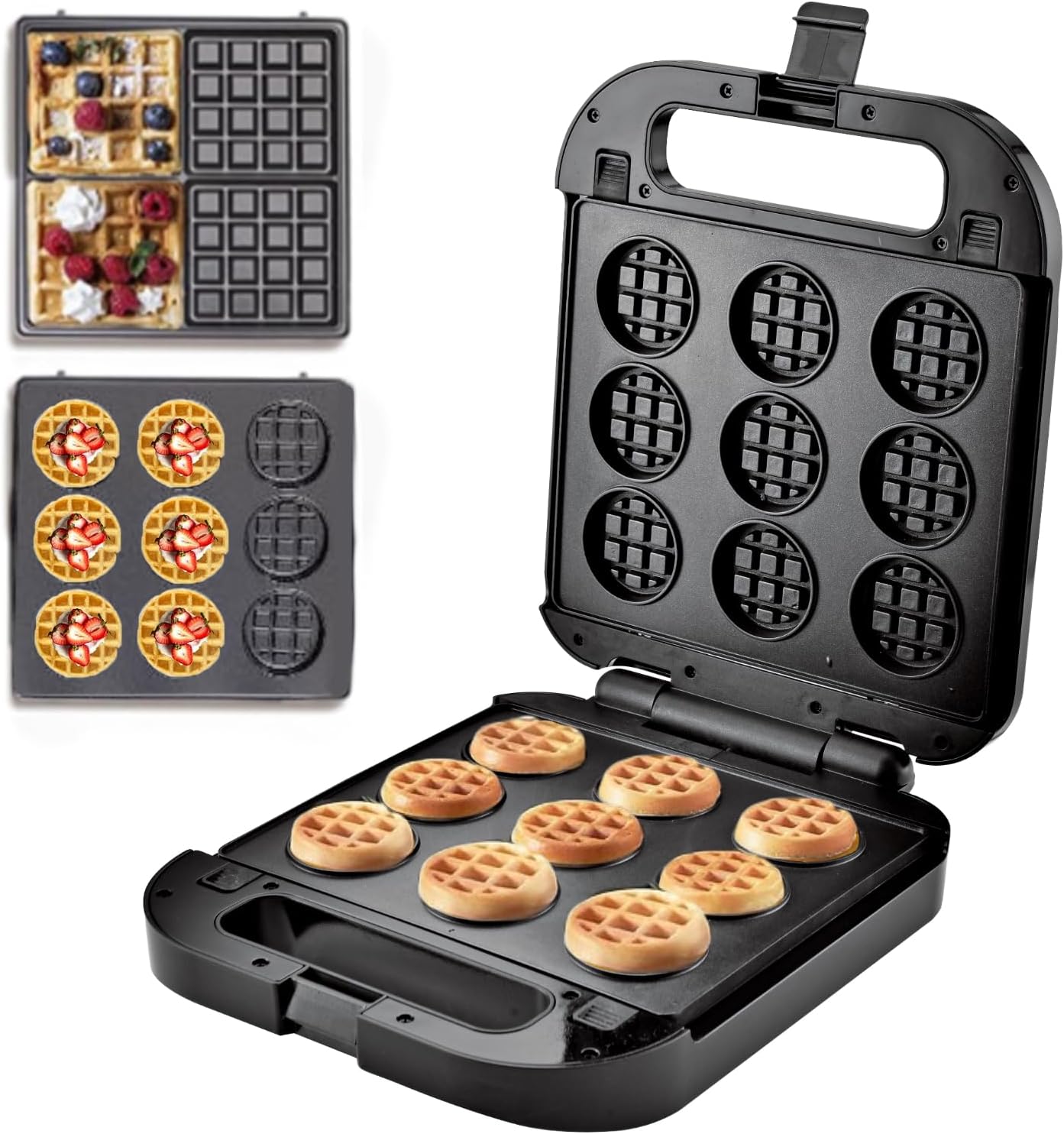 Waffle Maker 2 in 1, Bakes Round Waffles or Square Waffles