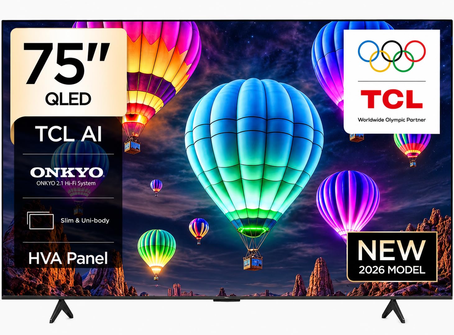 75T69D Television 75 Inch Smart TV 4K Premium QLED Colorful Quantum Crystal HDR 10+ Gaming Google TV, Dolby Vision Atmos, DTS Virtual:X, MEMC, Game Master with Slim Design (2026 Model)