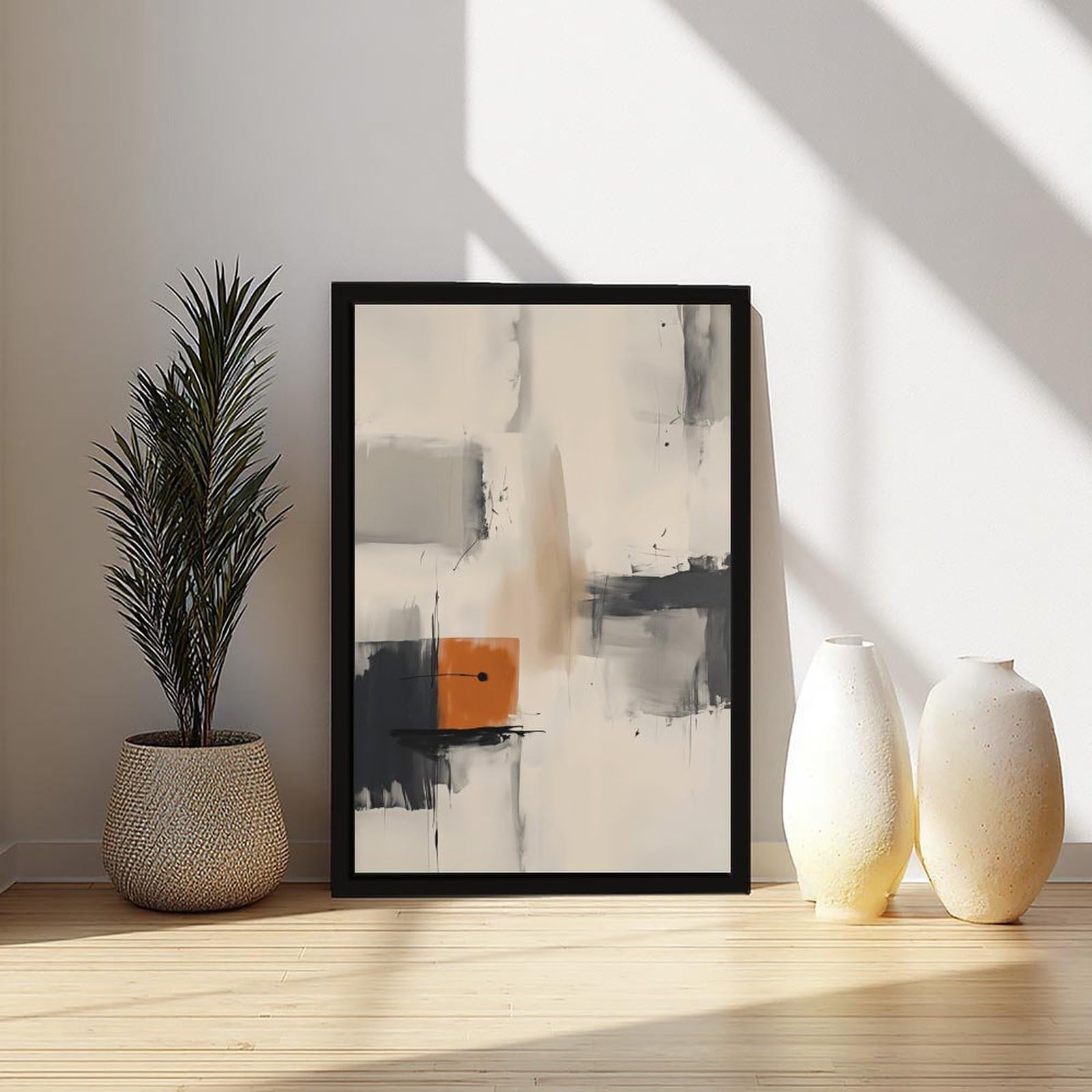 ELKPDOE Warmes neutrales Poster mit sanftem orangefarbenem Akzent, abstraktes und minimalistisches Poster, 7 Leinwandposter, Schlafzimmer-Dekor, Sportlandschaft, Büro, Raumdekoration, Geschenk